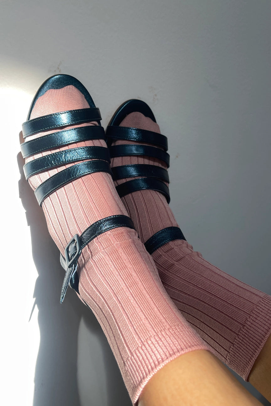 Le Bon Shoppe Her Socks - Mercerized Combed Cotton Rib - Desert Rose