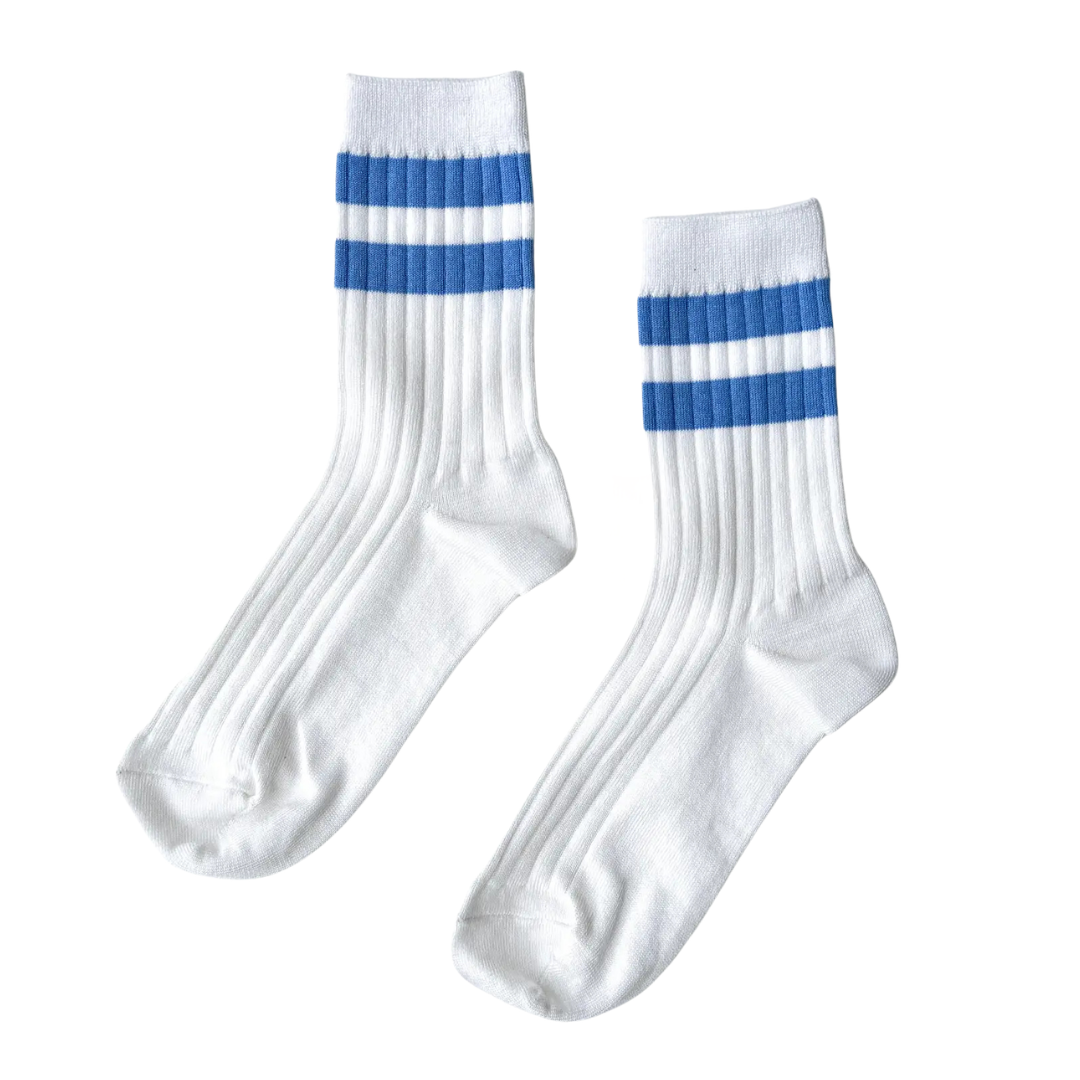 Le Bon Shoppe Her Varsity Socks - White Periwinkle