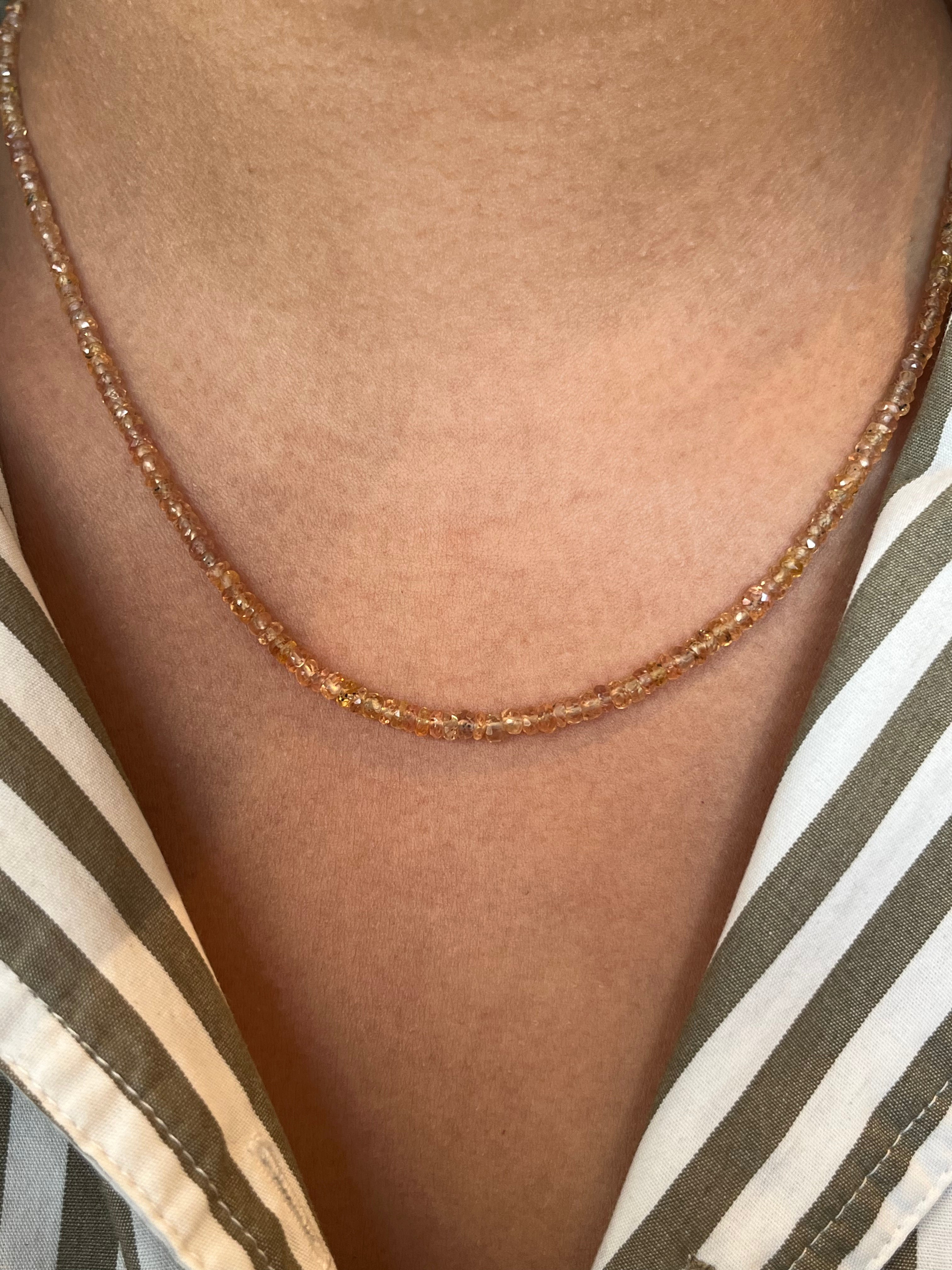 Tiny Beaded Yellow Sapphire Necklace