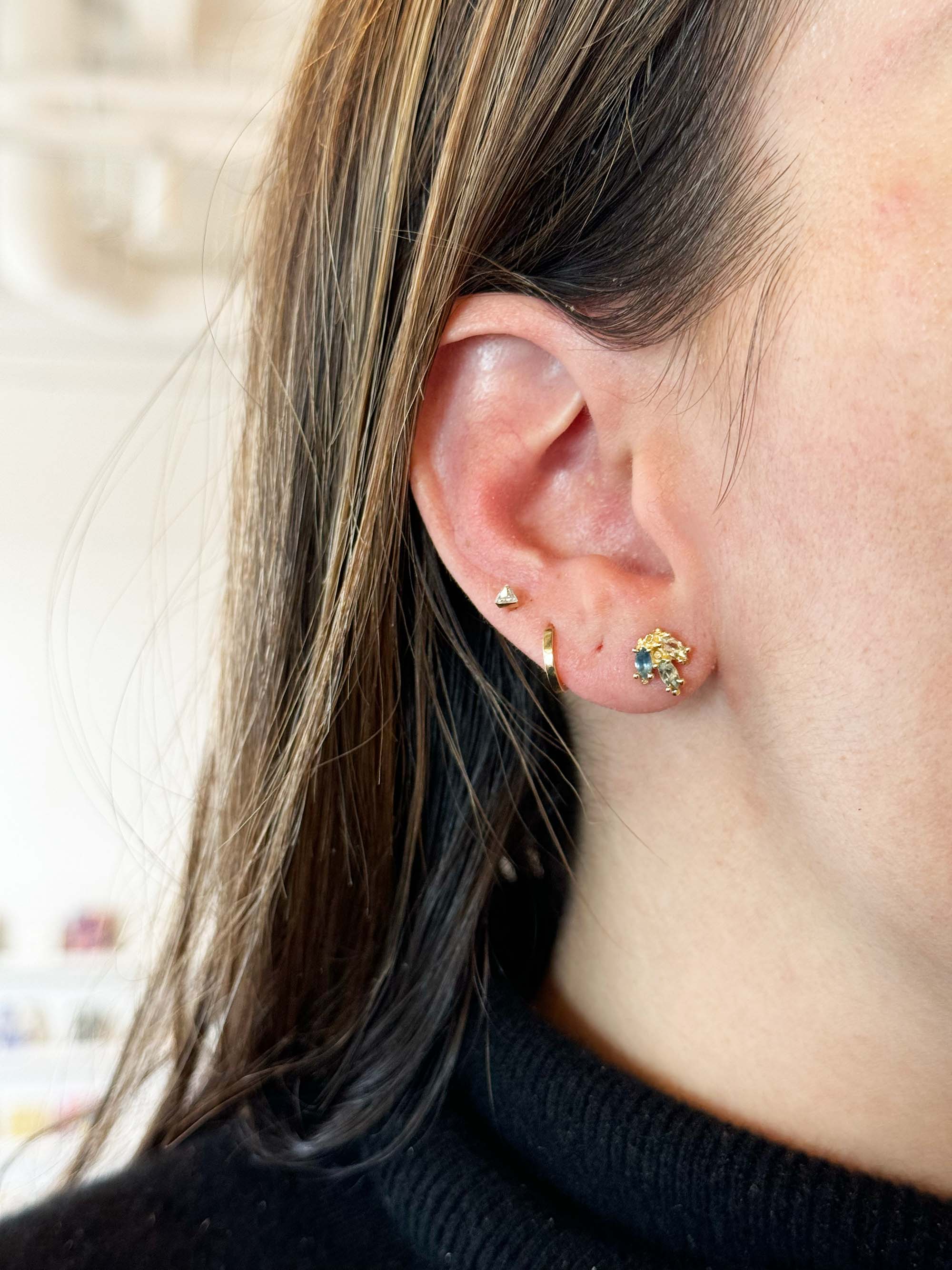 Marquise Triplet Studs - Blue + Yellow