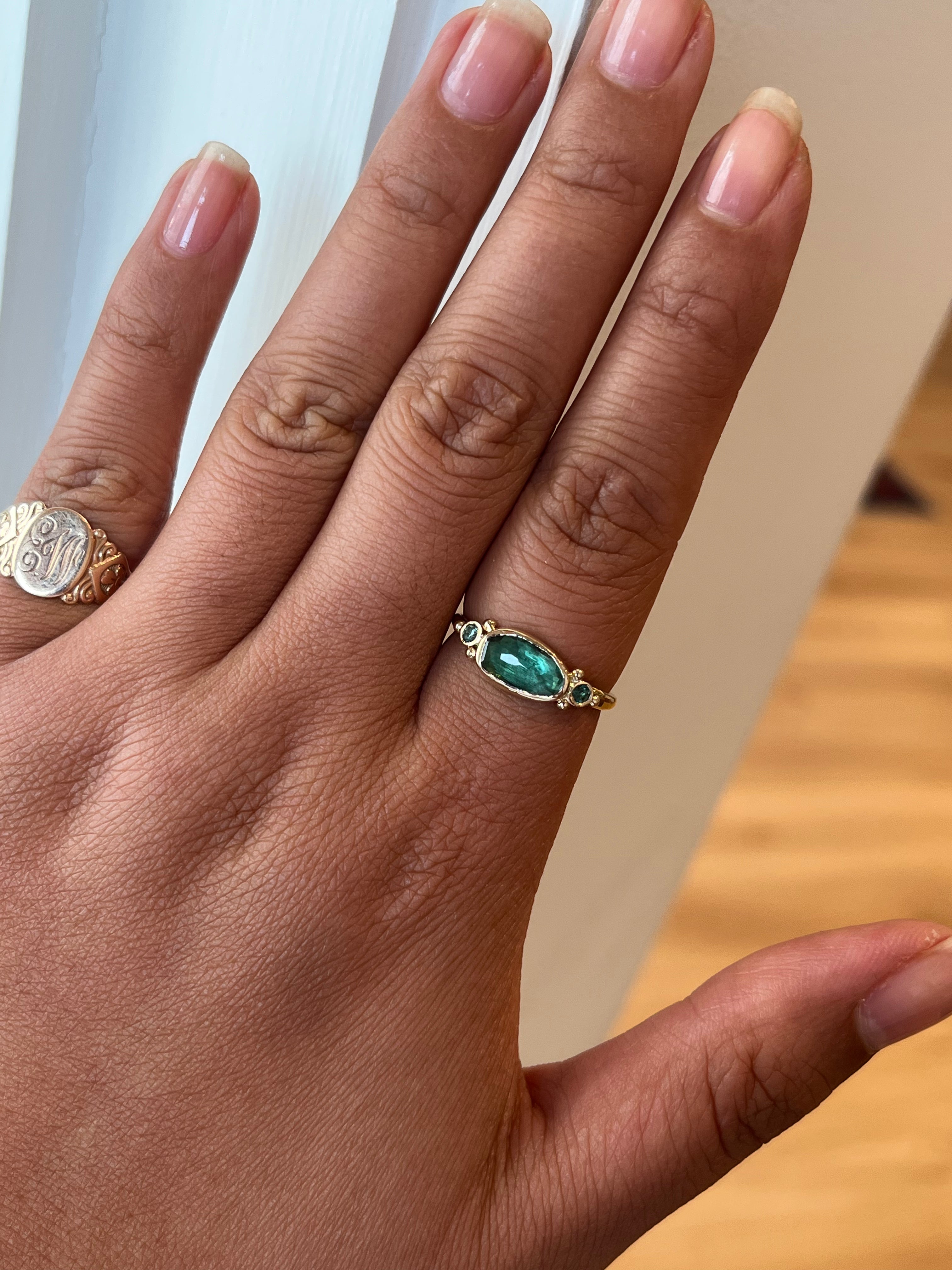 Teal Green Tourmaline Ring