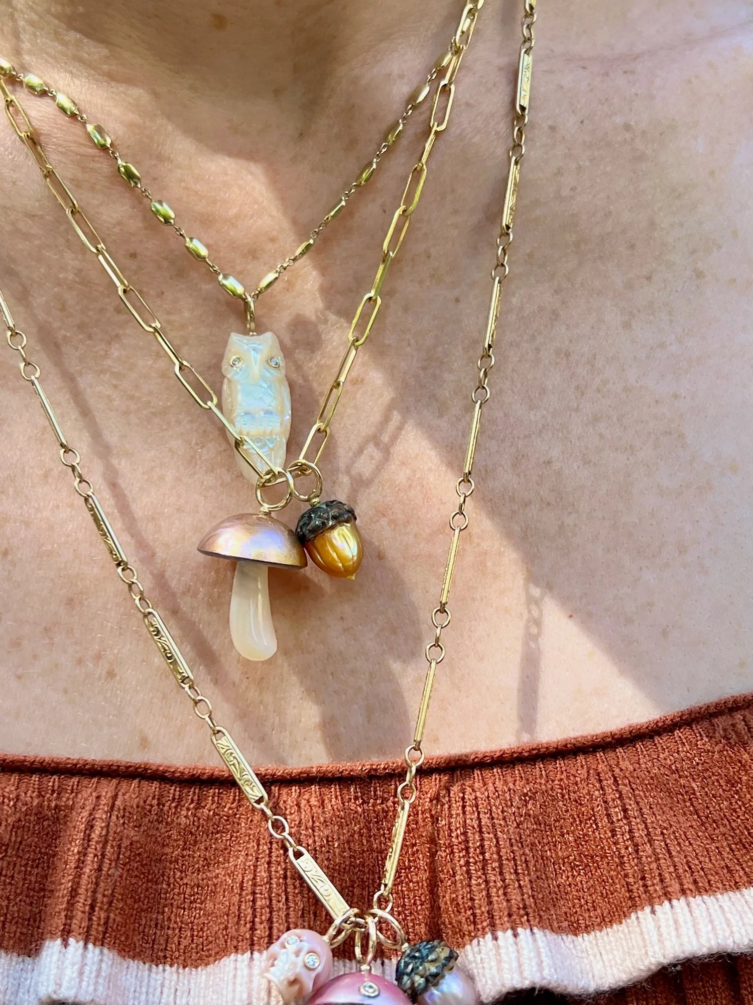 Gold Mother of Pearl Acorn— Maura Green Trunk Show