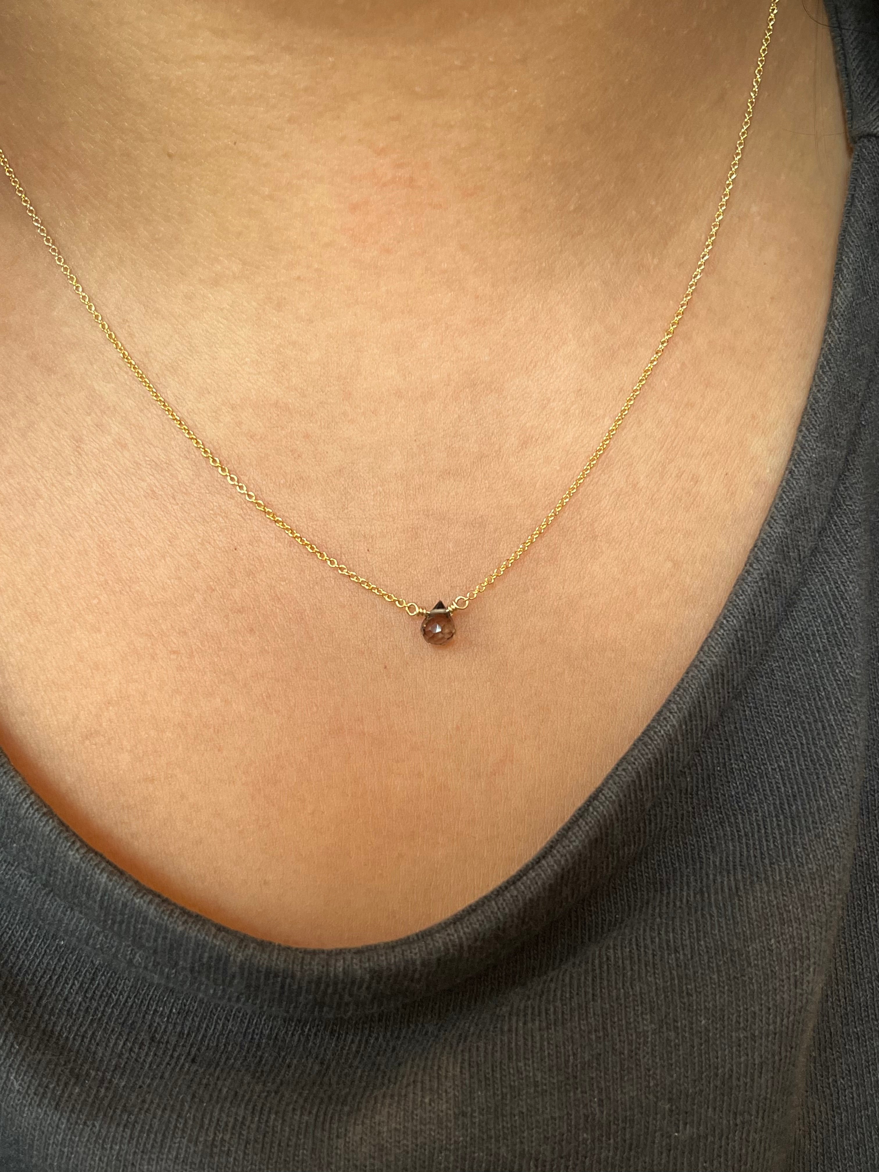 Smoky Quartz Mini Drop Necklace