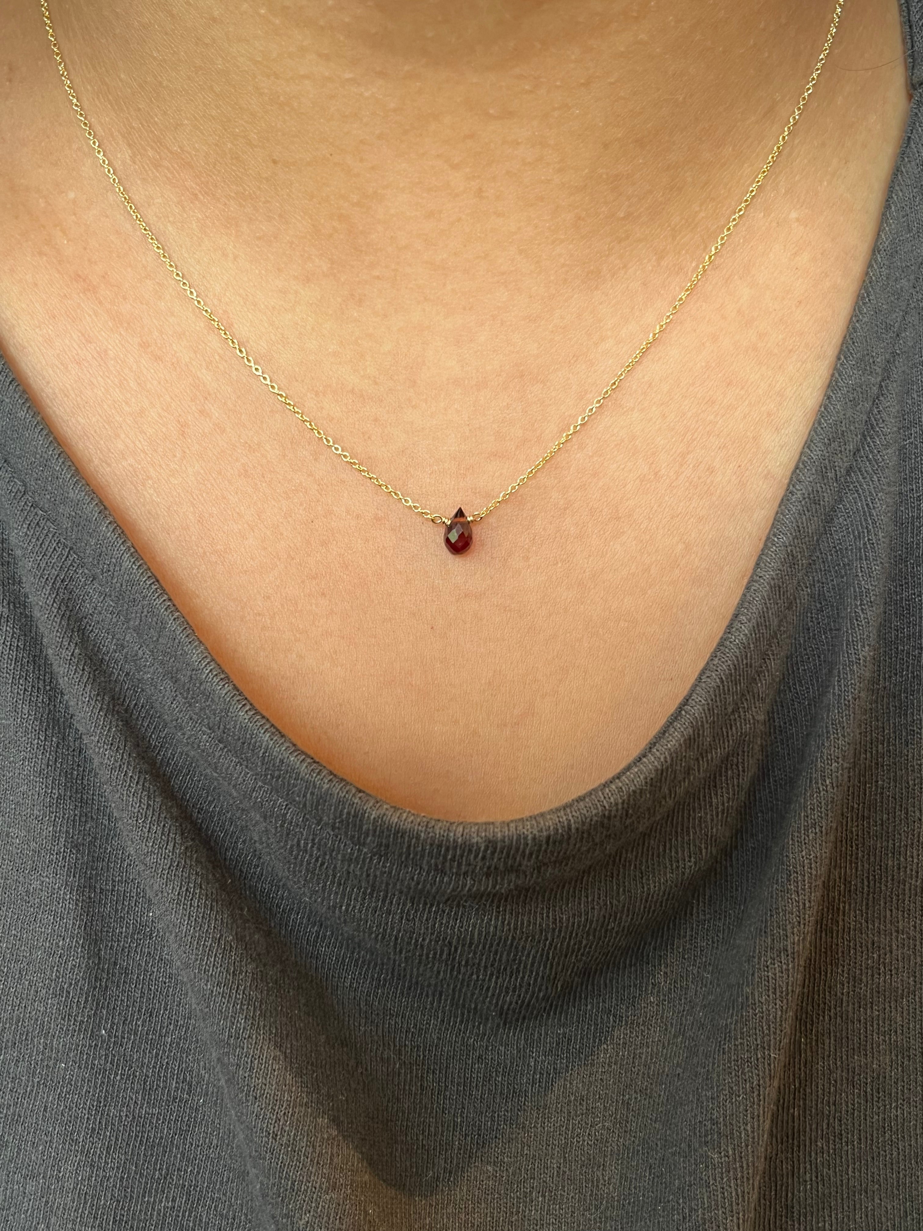 Garnet Mini Drop Necklace