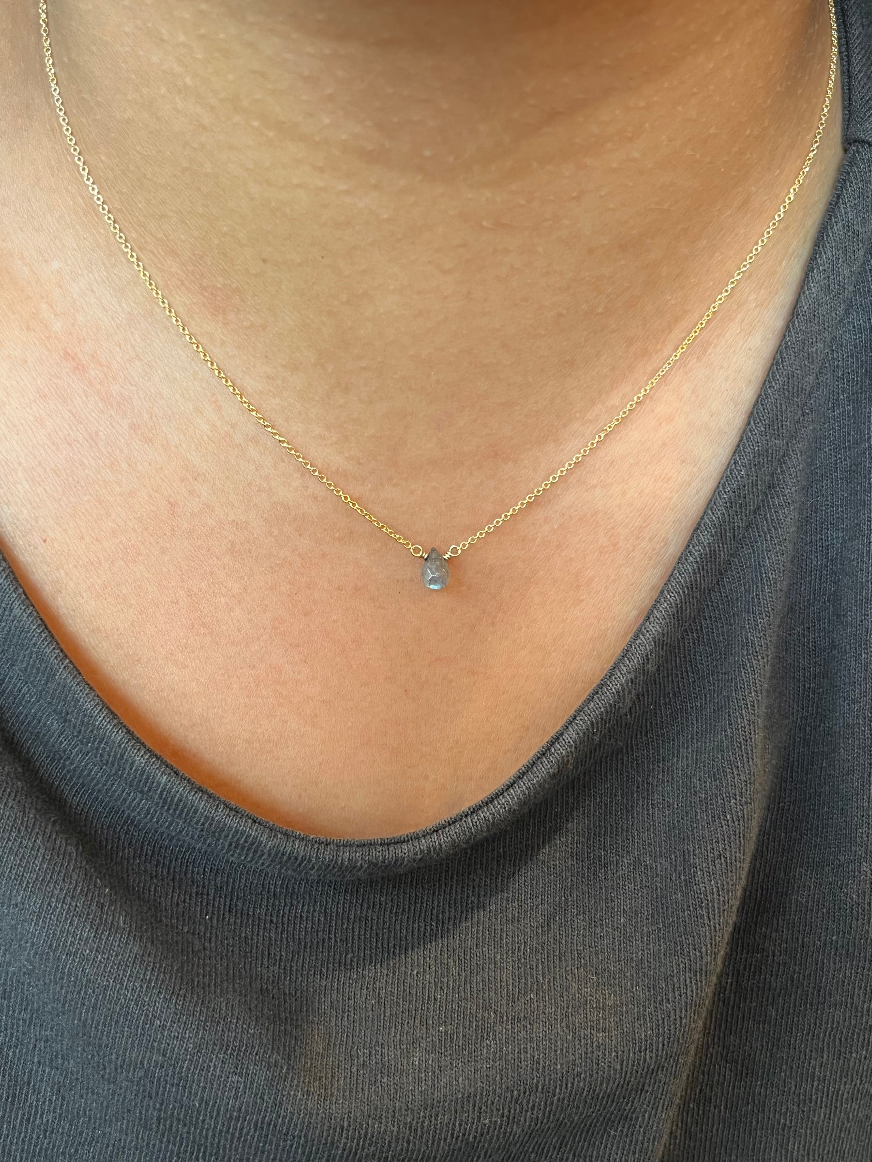 Labradorite Mini Drop Necklace