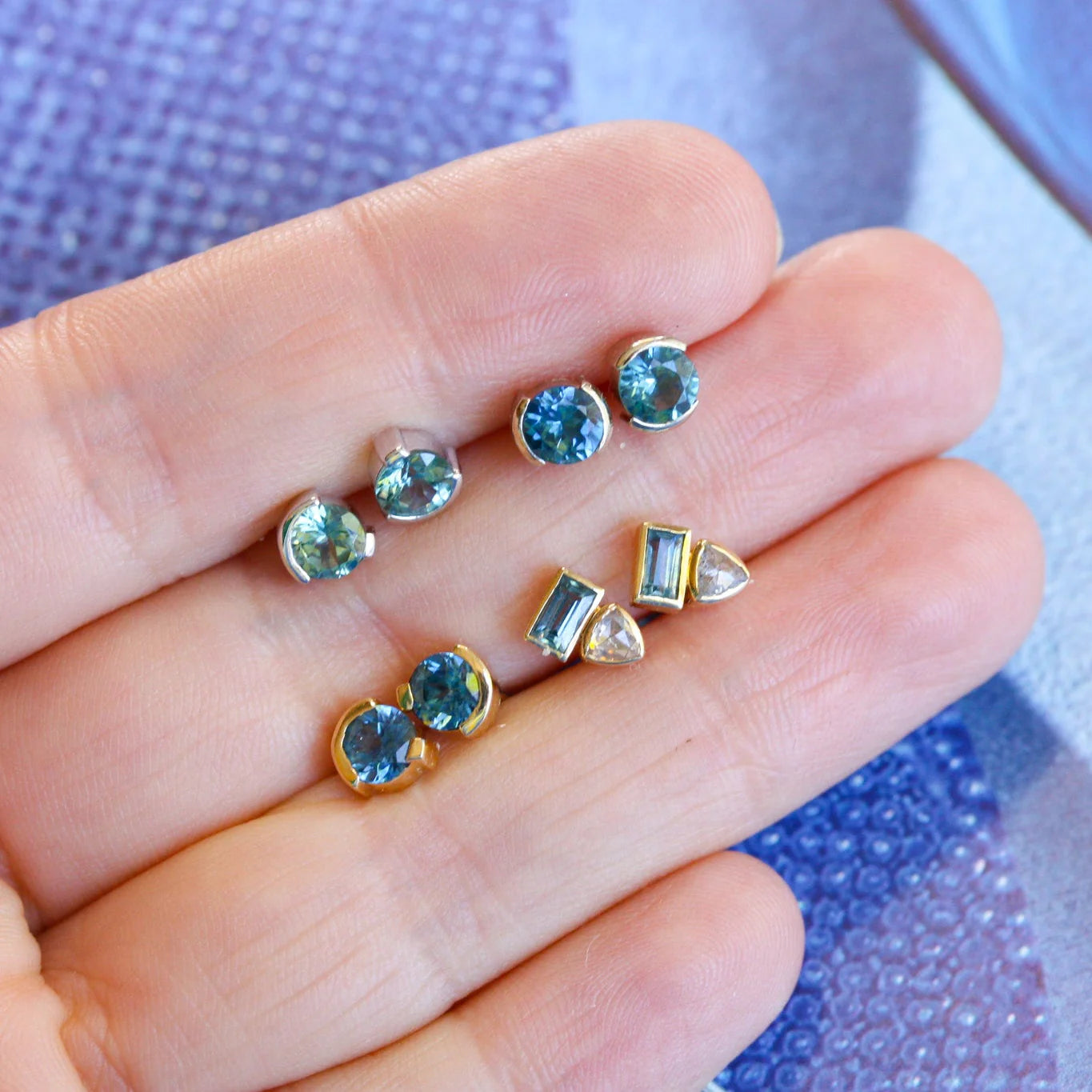 Aurora Blue Sapphire Studs