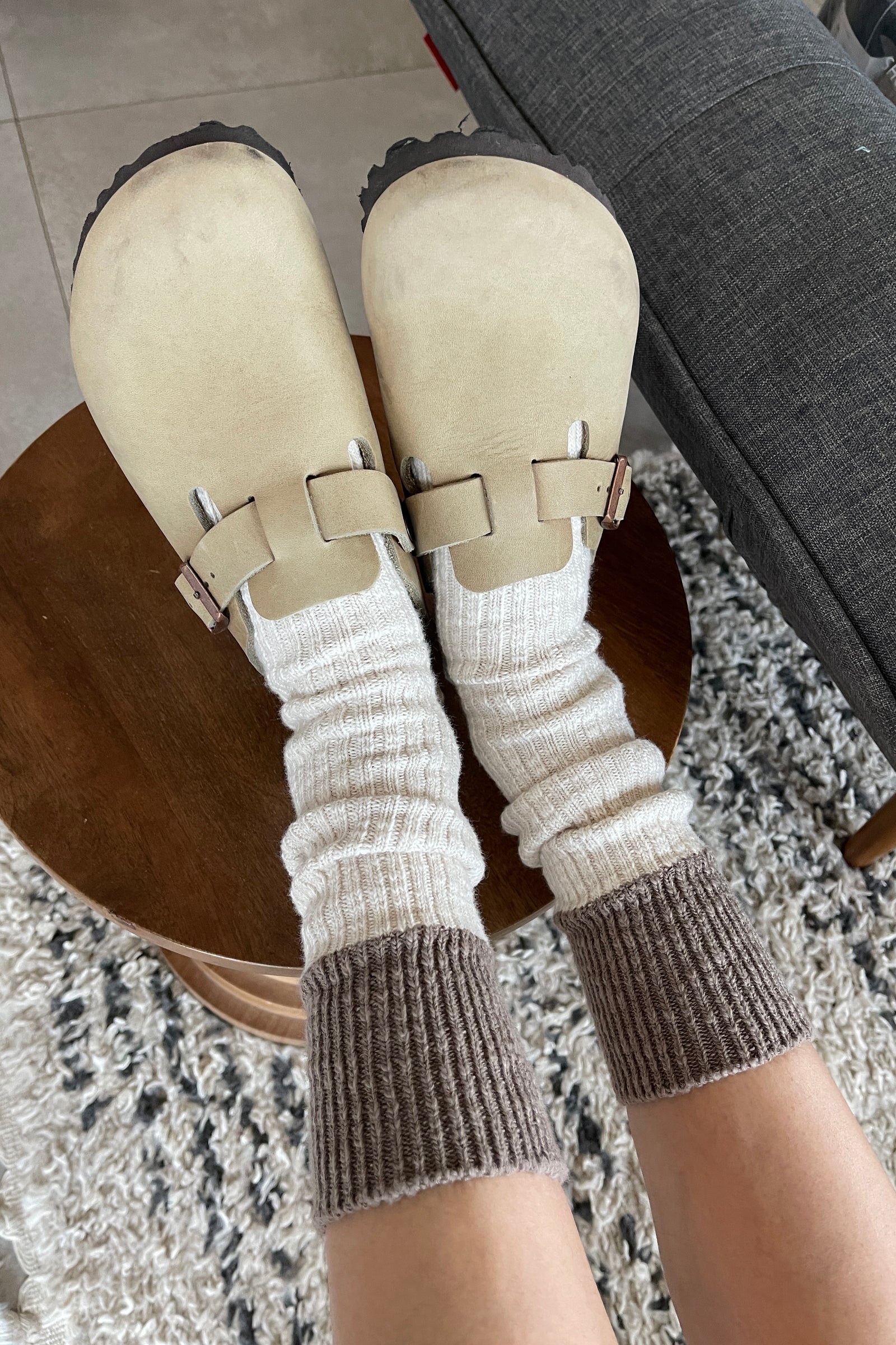 Le Bon Shoppe Color Block Cottage Socks - Oatmeal & Flax