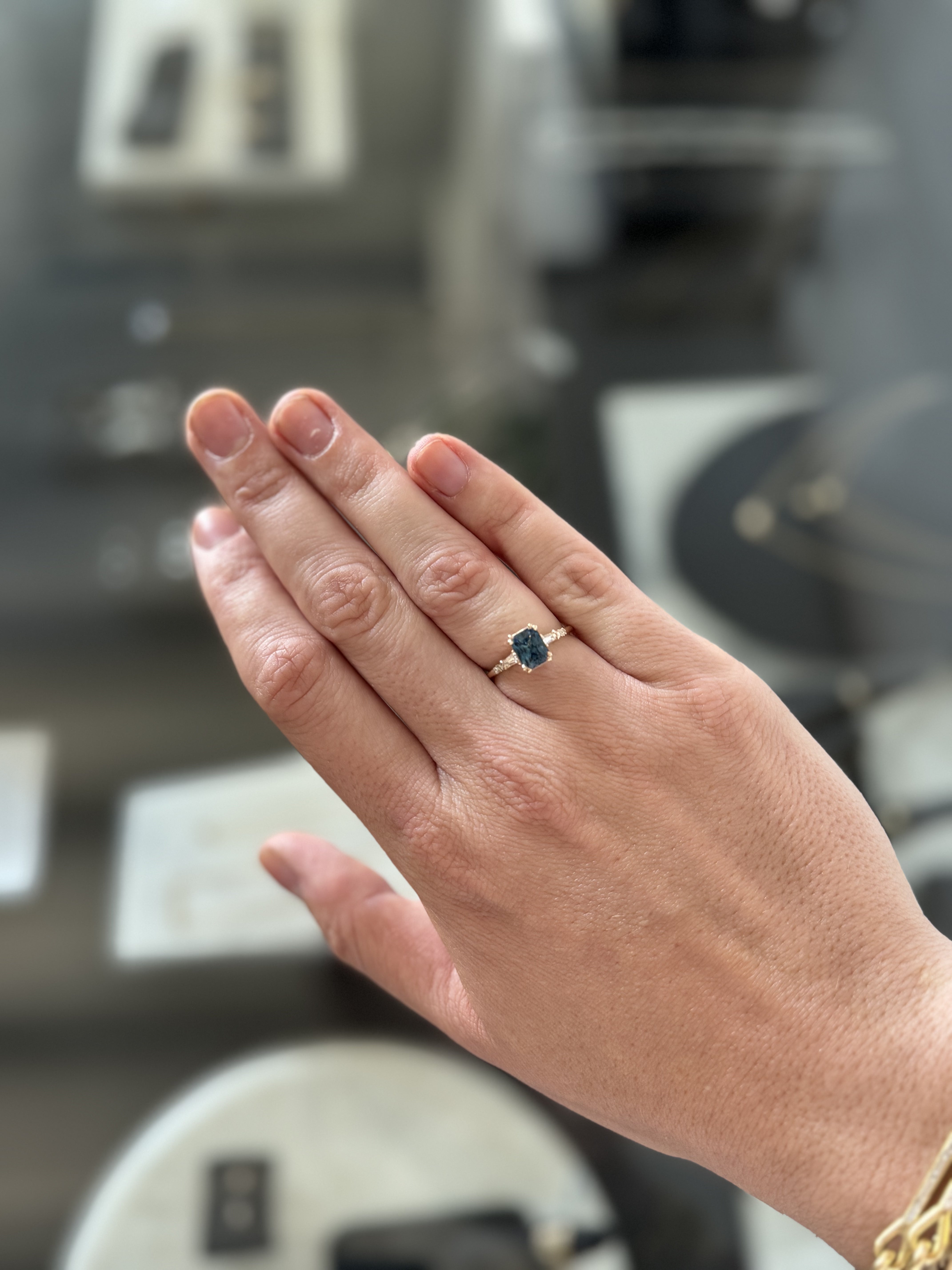Blue Radiant Sapphire Sylvie Ring