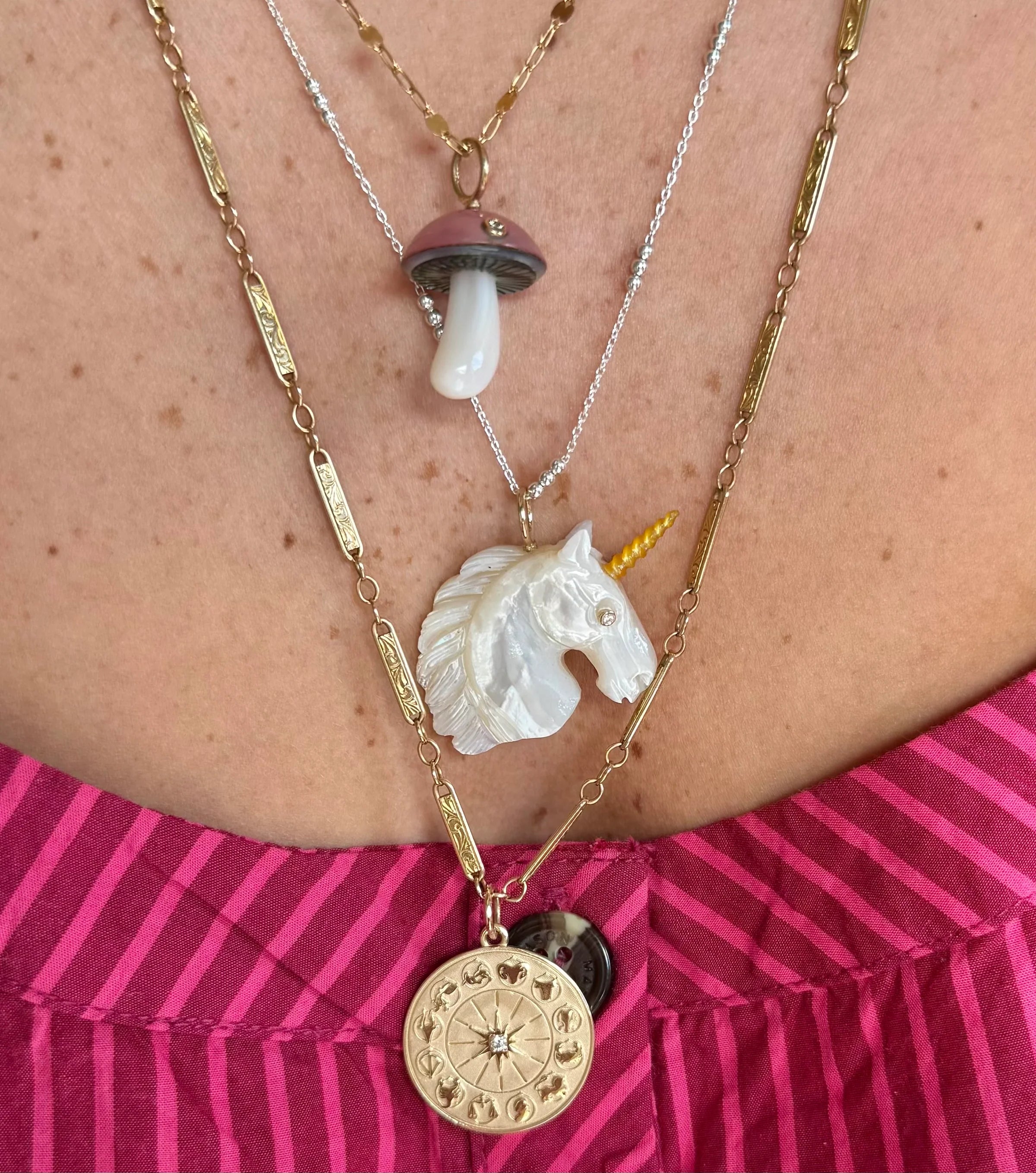 Mother of Pearl Unicorn With Gold Horn  — Maura Green Trunk Show
