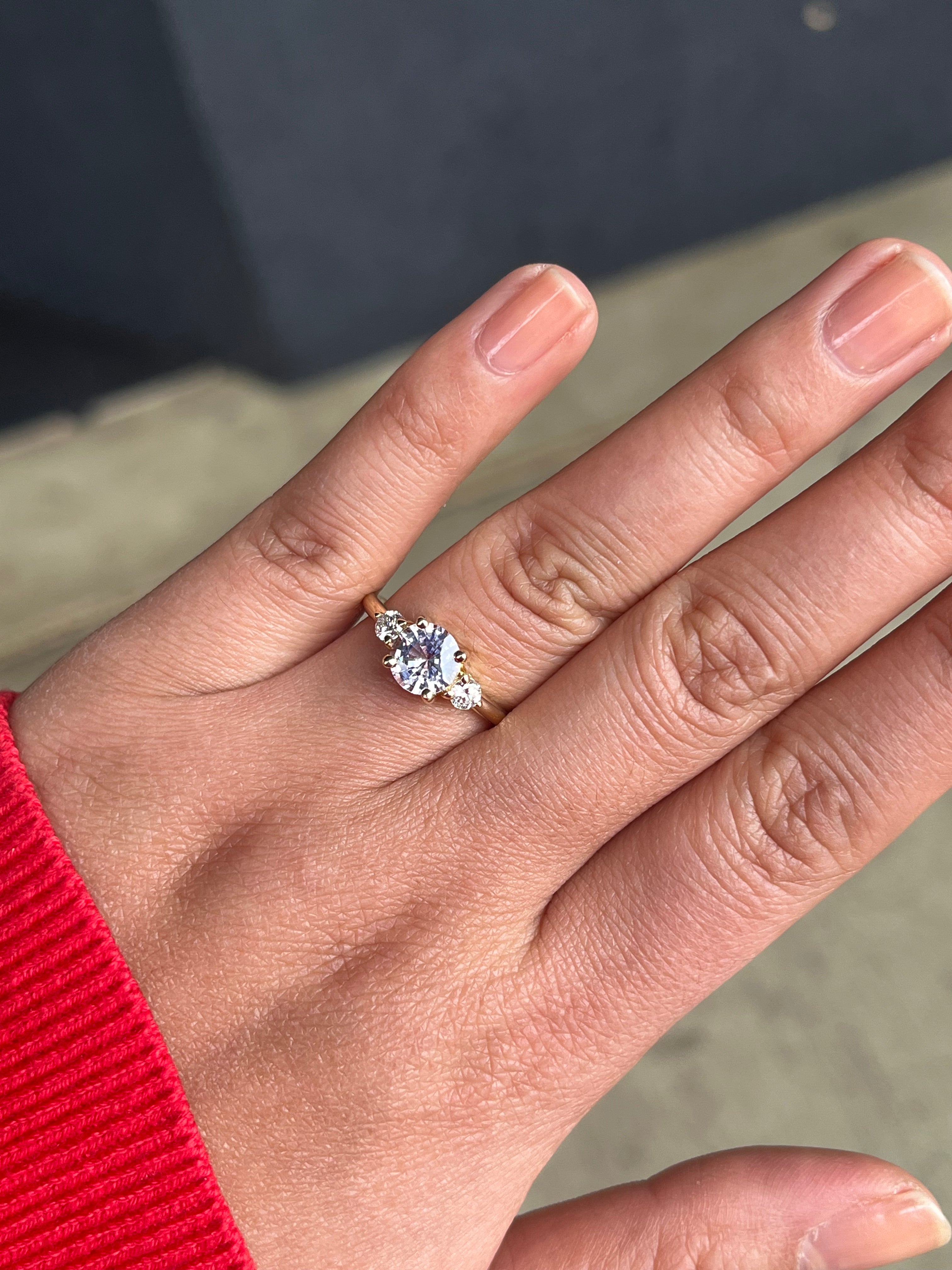 Three-Stone Lavender Sapphire Maeve Ring