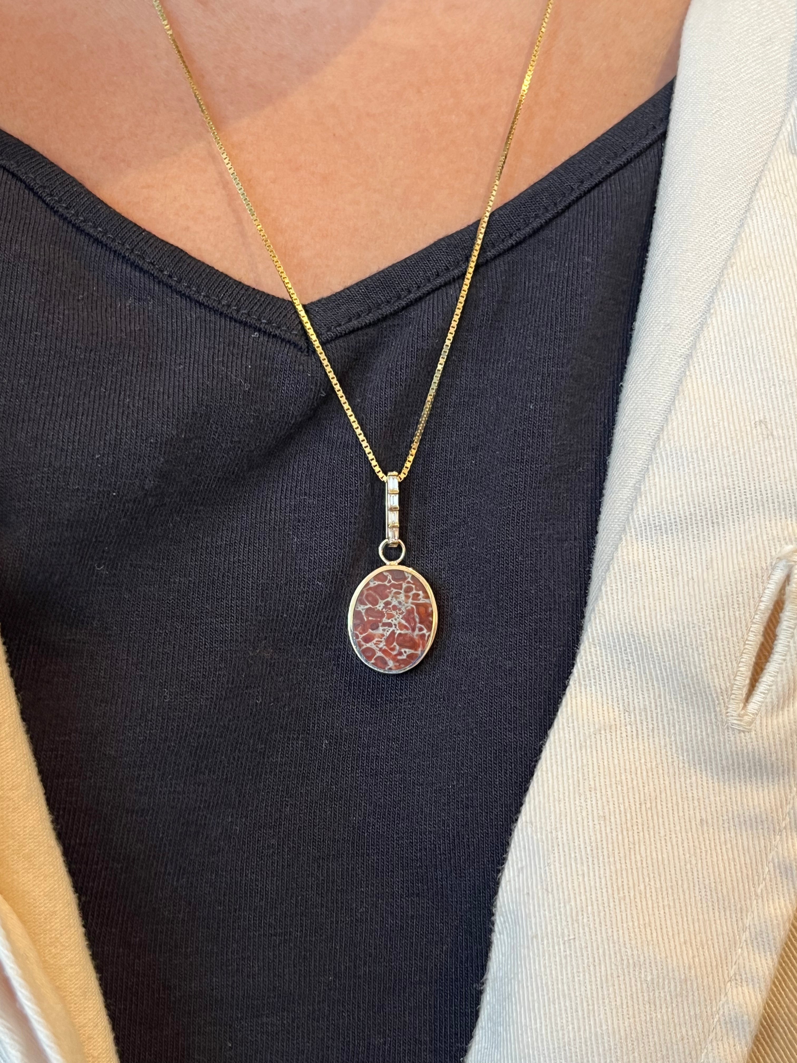 Large Reversible Dinosaur Bone & Black Jade Pendant — Young in the Mountains Trunk Show