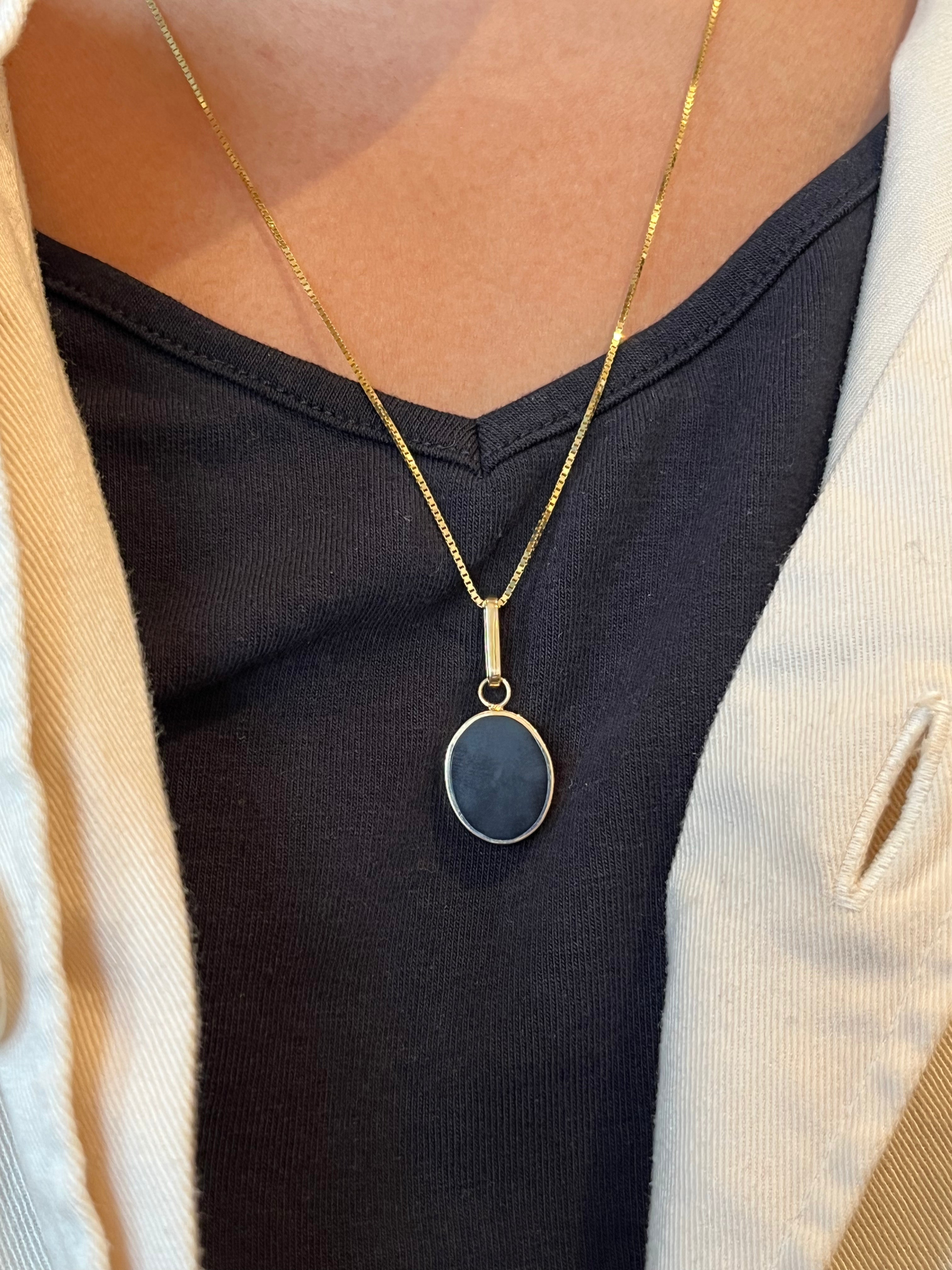 Large Reversible Dinosaur Bone & Black Jade Pendant — Young in the Mountains Trunk Show