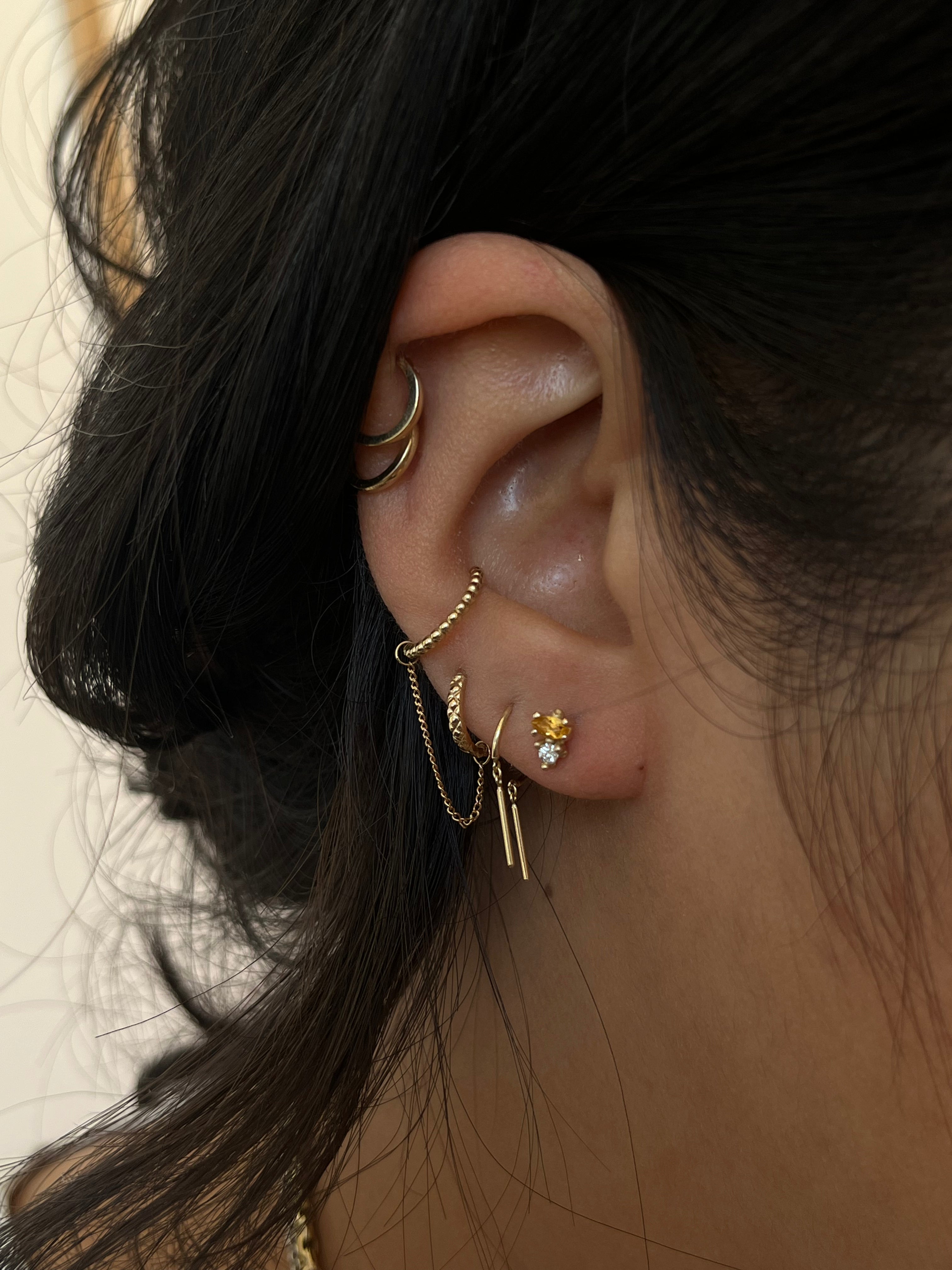 Citrine Marquise + Diamond Studs