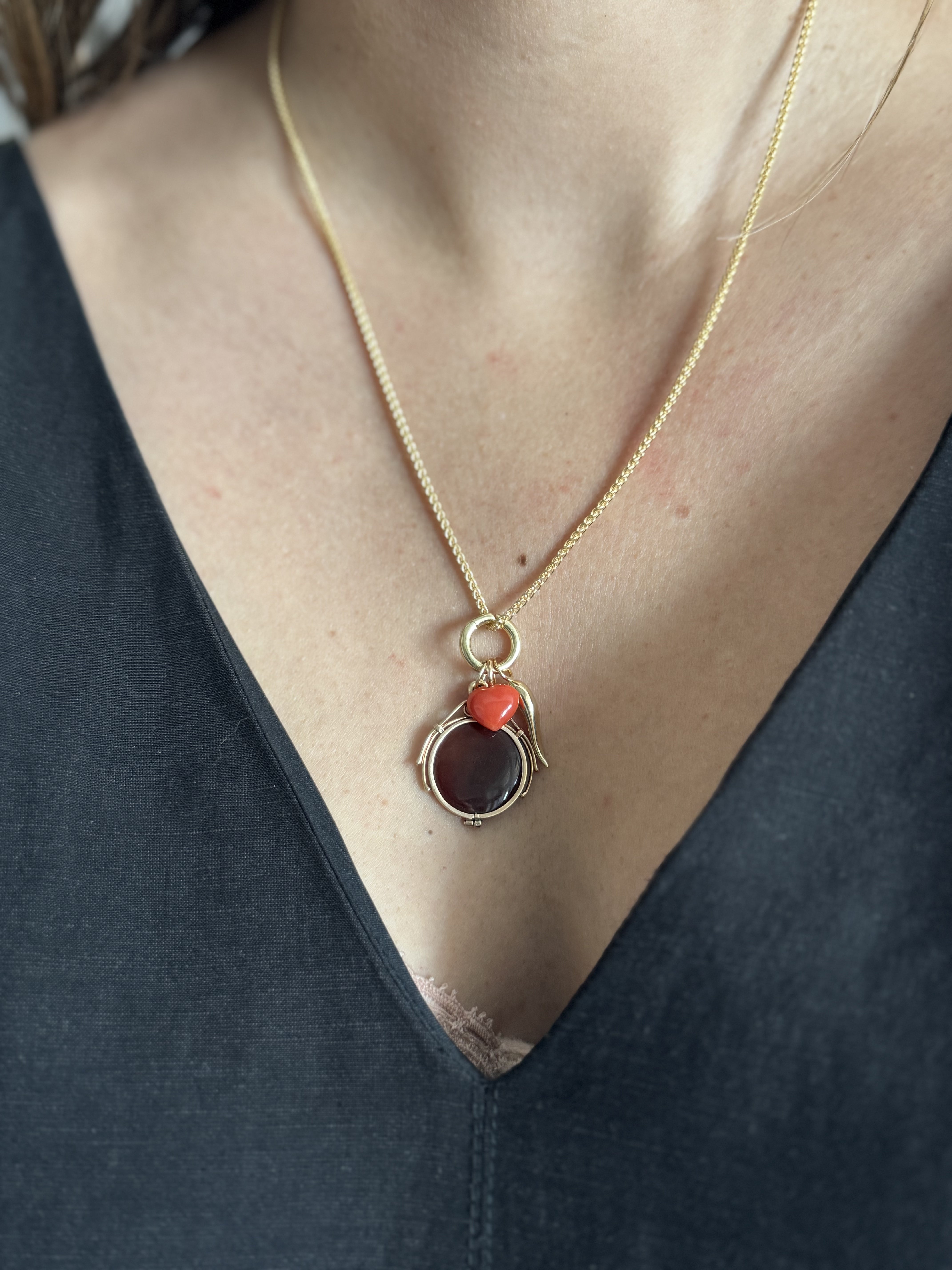 Puffy Coral Heart Charm — Charm + Chain Trunk Show