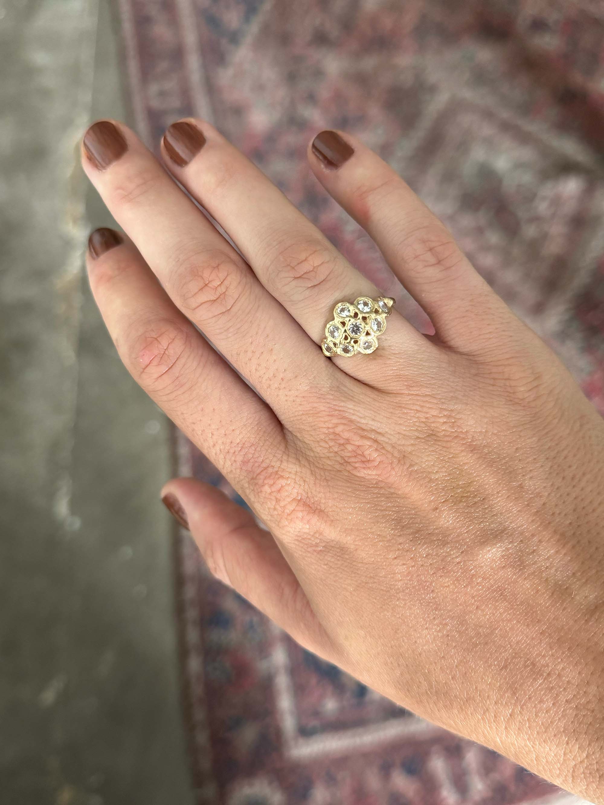 Sapphire Honeycomb Ring