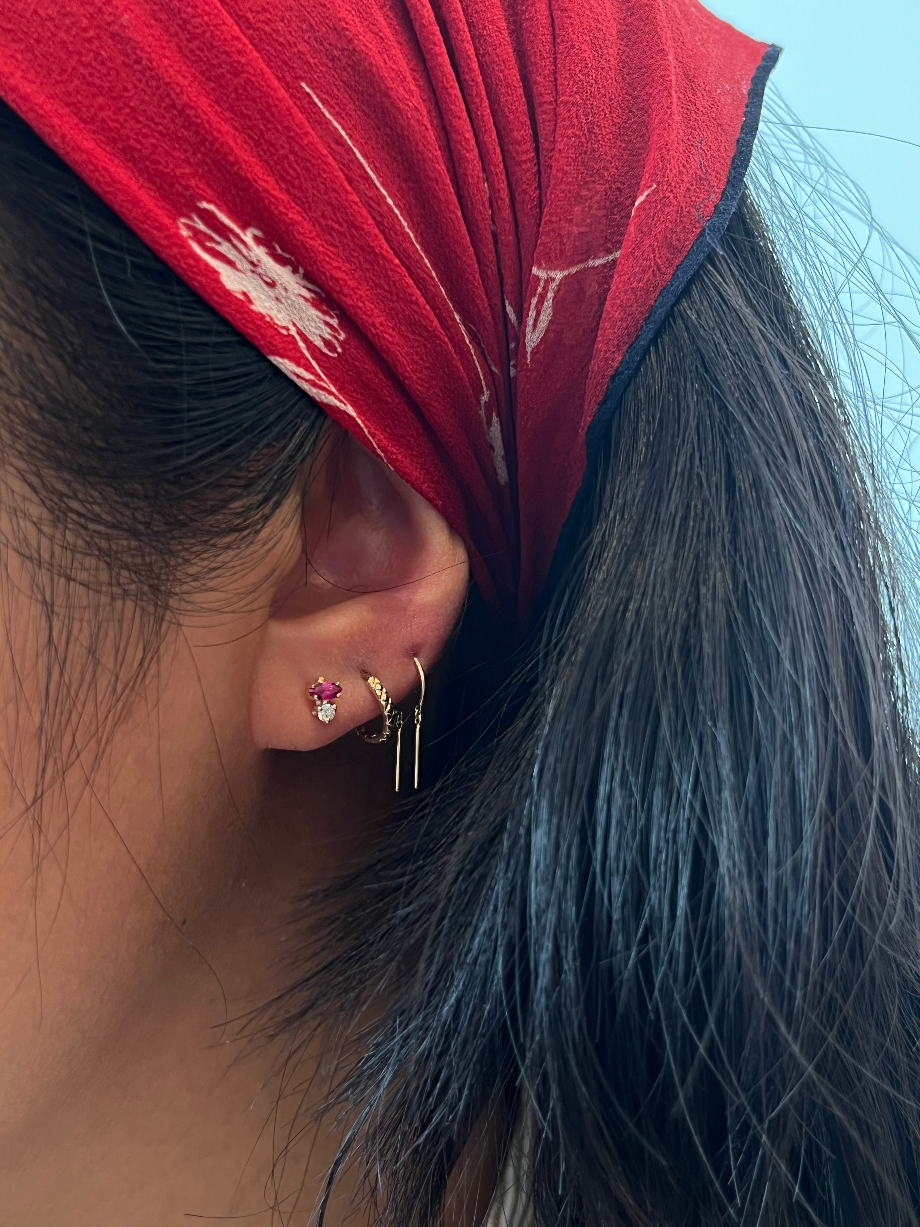 Ruby Marquise + Diamond Studs