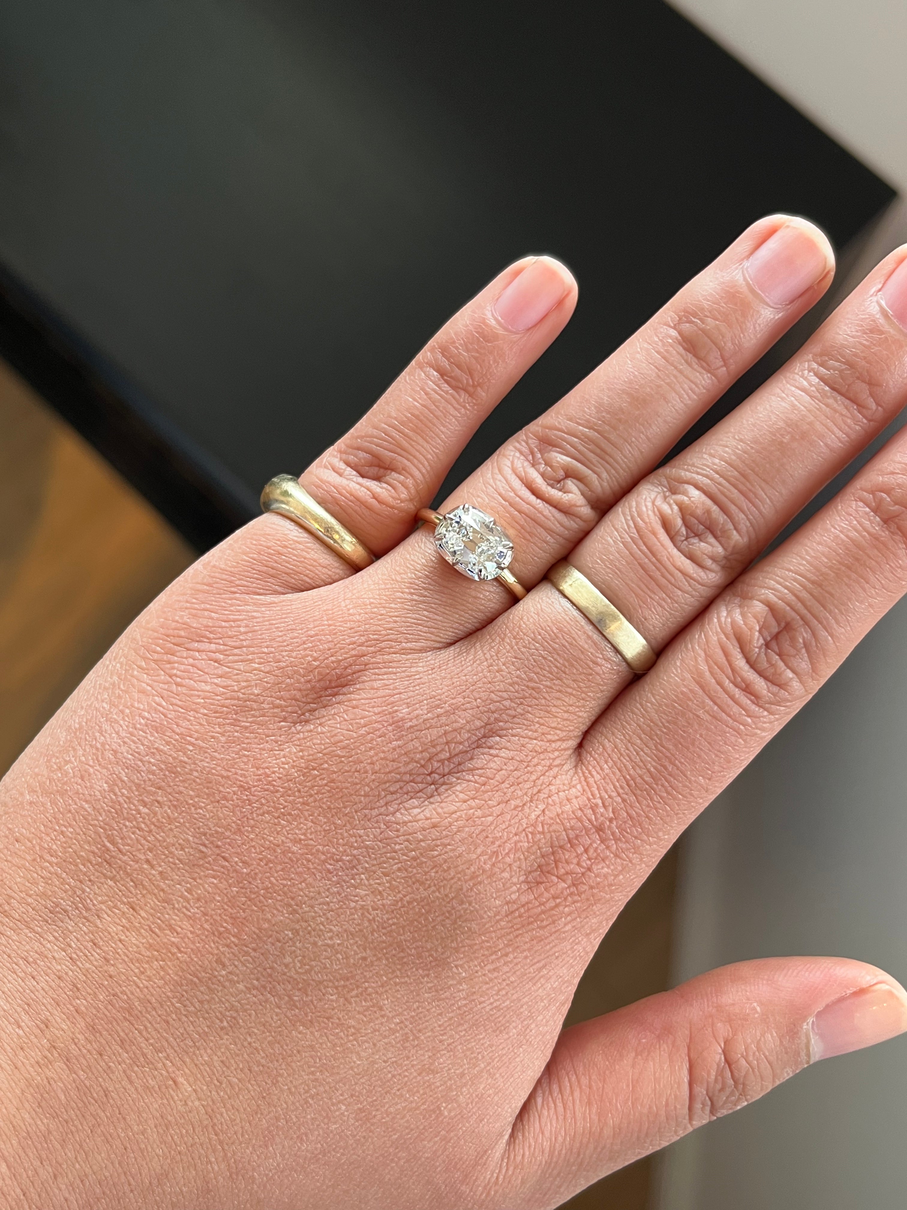 Mixed-Metal Old Mine Cut Lab Diamond Ring
