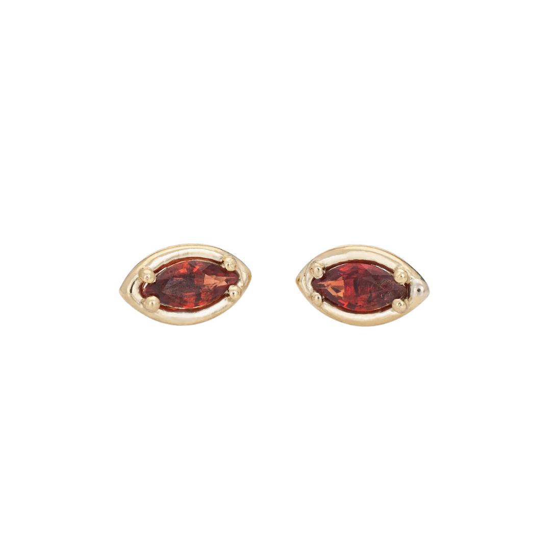 Orange Sapphire Marquise Studs