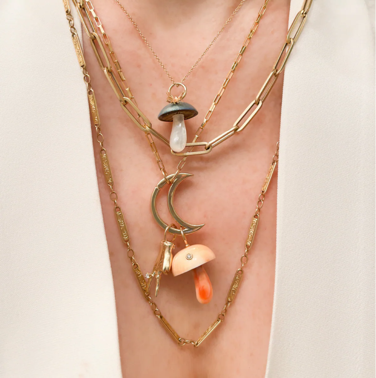 Apricot Conch Shell Mushroom With Diamond — Maura Green Trunk Show