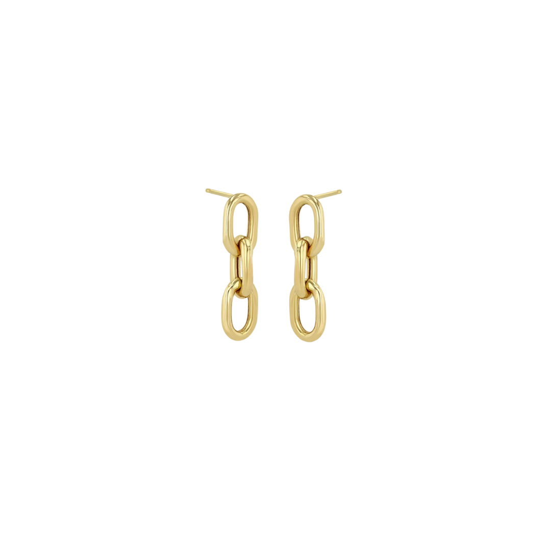 XL Square Oval 3 Link Drop Earrings