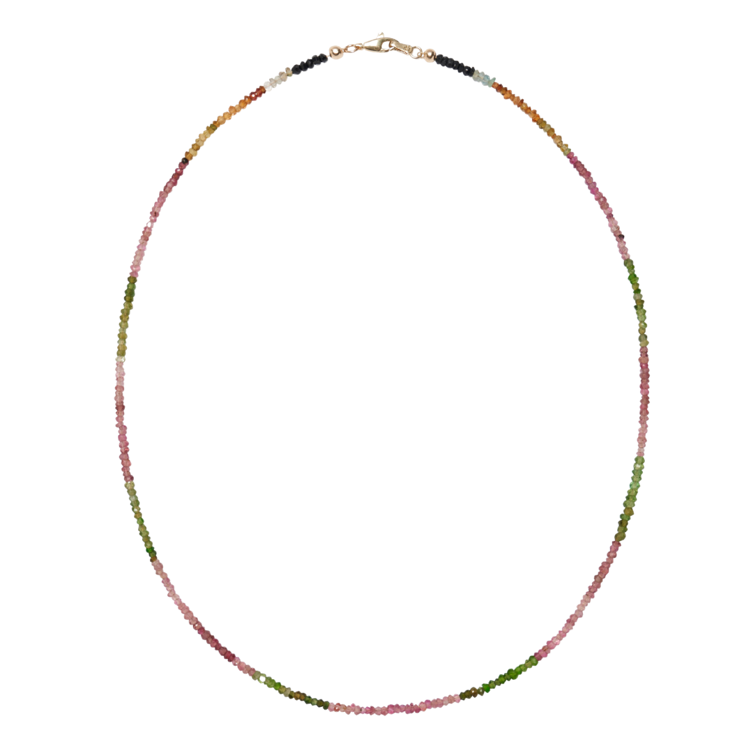Tiny Beaded Multicolor Tourmaline Necklace