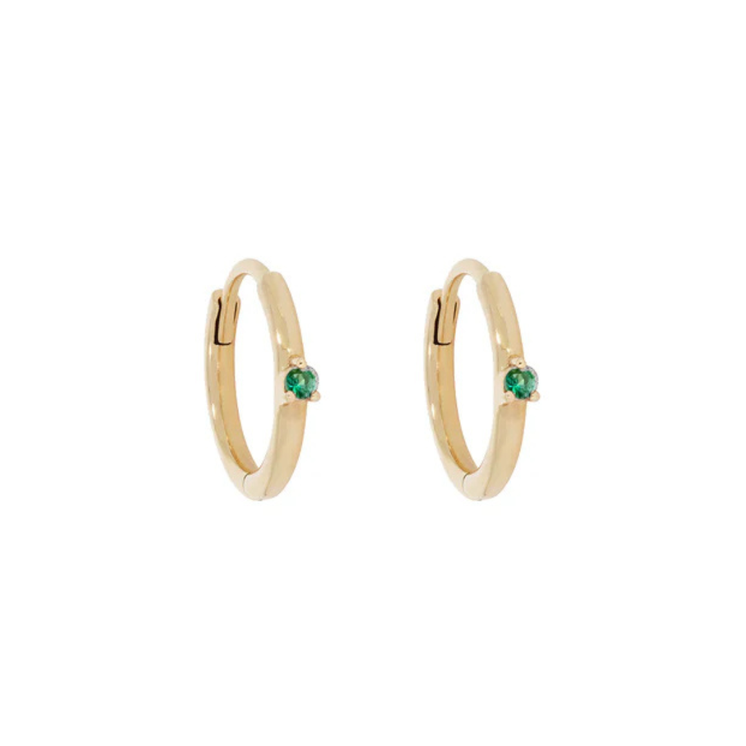 Three Claw Gemstone Clicker Hoops - Emerald