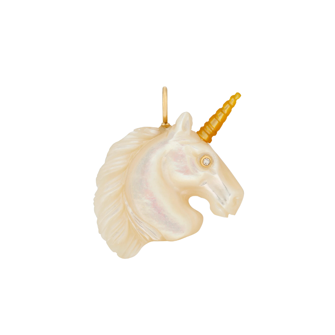 Mother of Pearl Unicorn With Gold Horn  — Maura Green Trunk Show