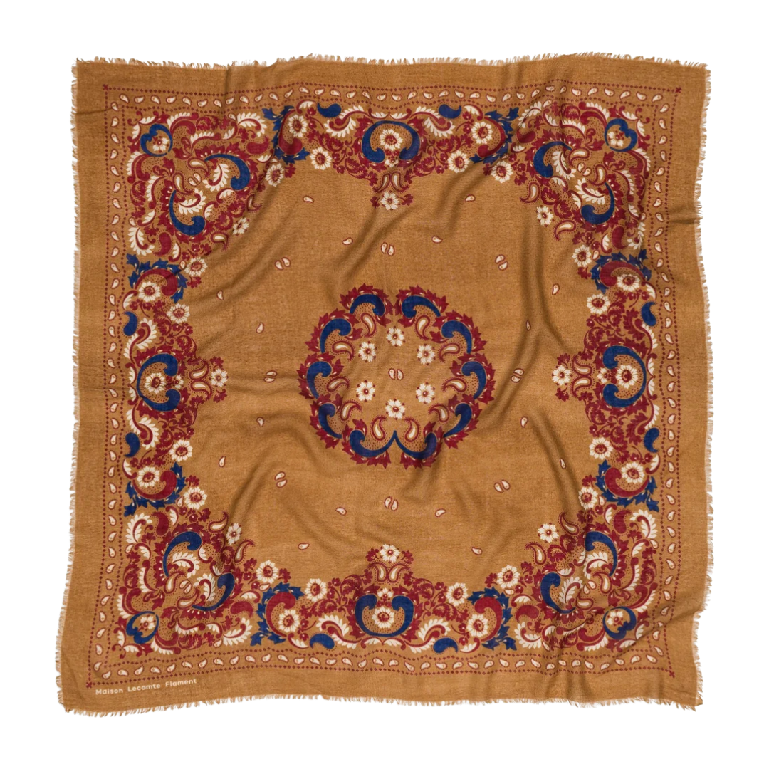 Camel Floral Scarf
