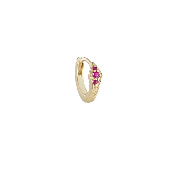 Petite Point Gemstone Huggie - Ruby