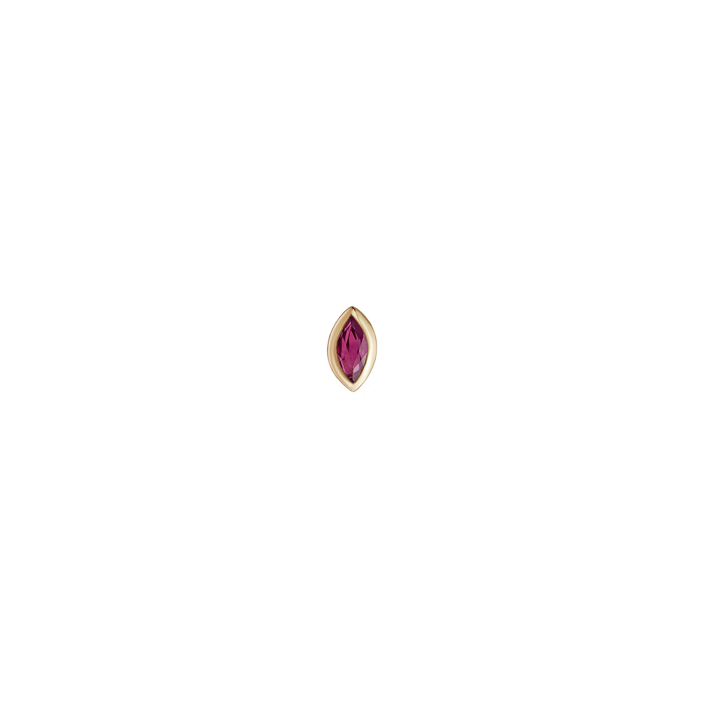Mini Bezel Set Marquise Gemstone Stud - Ruby