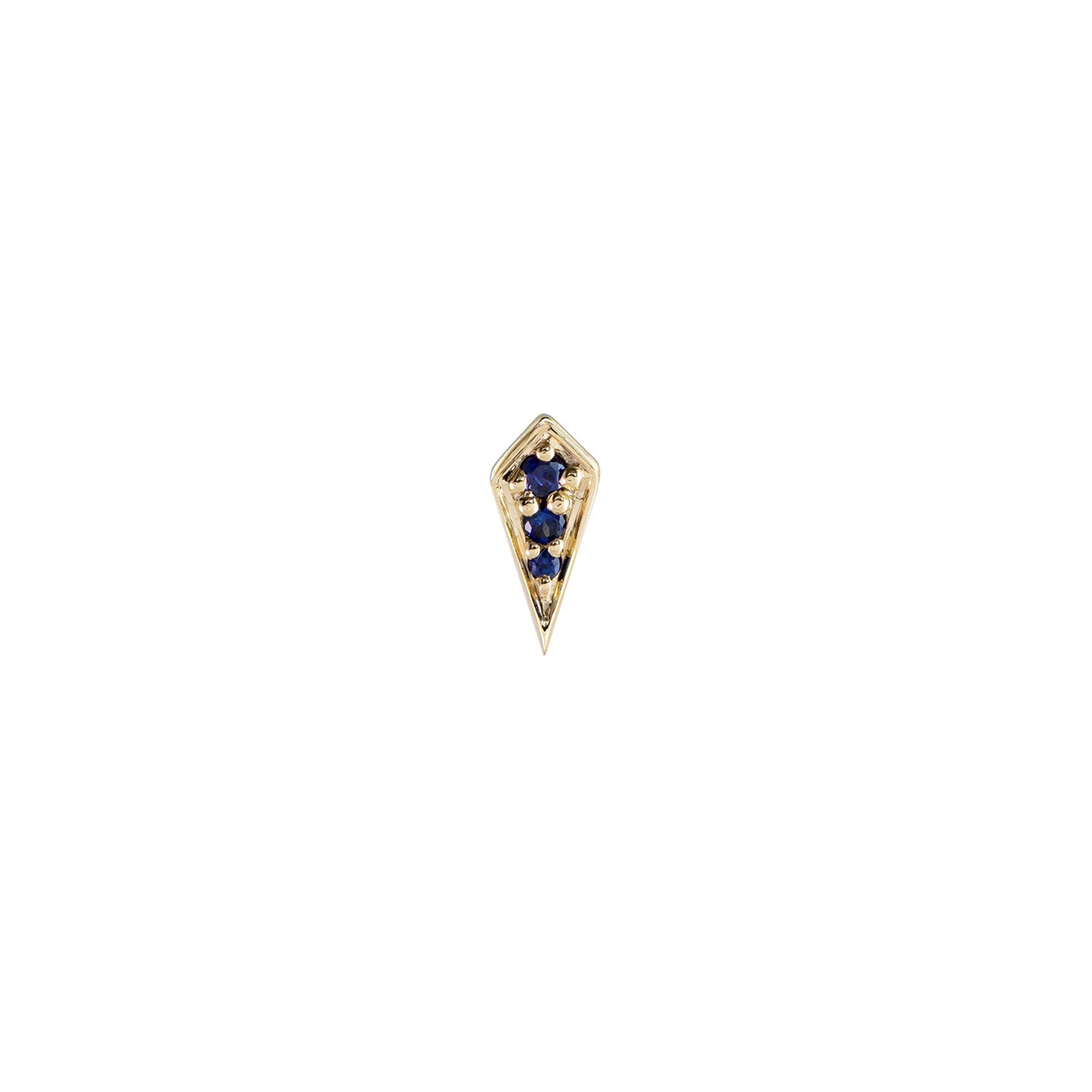 Mini Point Rhombus Gemstone Stud - Blue Sapphire