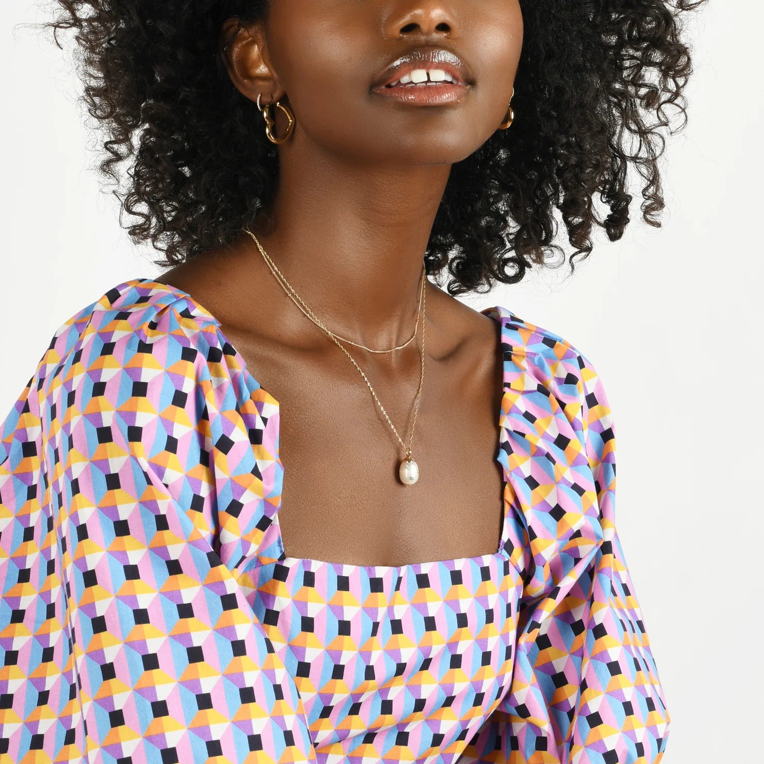 Baroque Pearl Drop Necklace with Aquamarine, Tourmaline, and Sapphire Stones