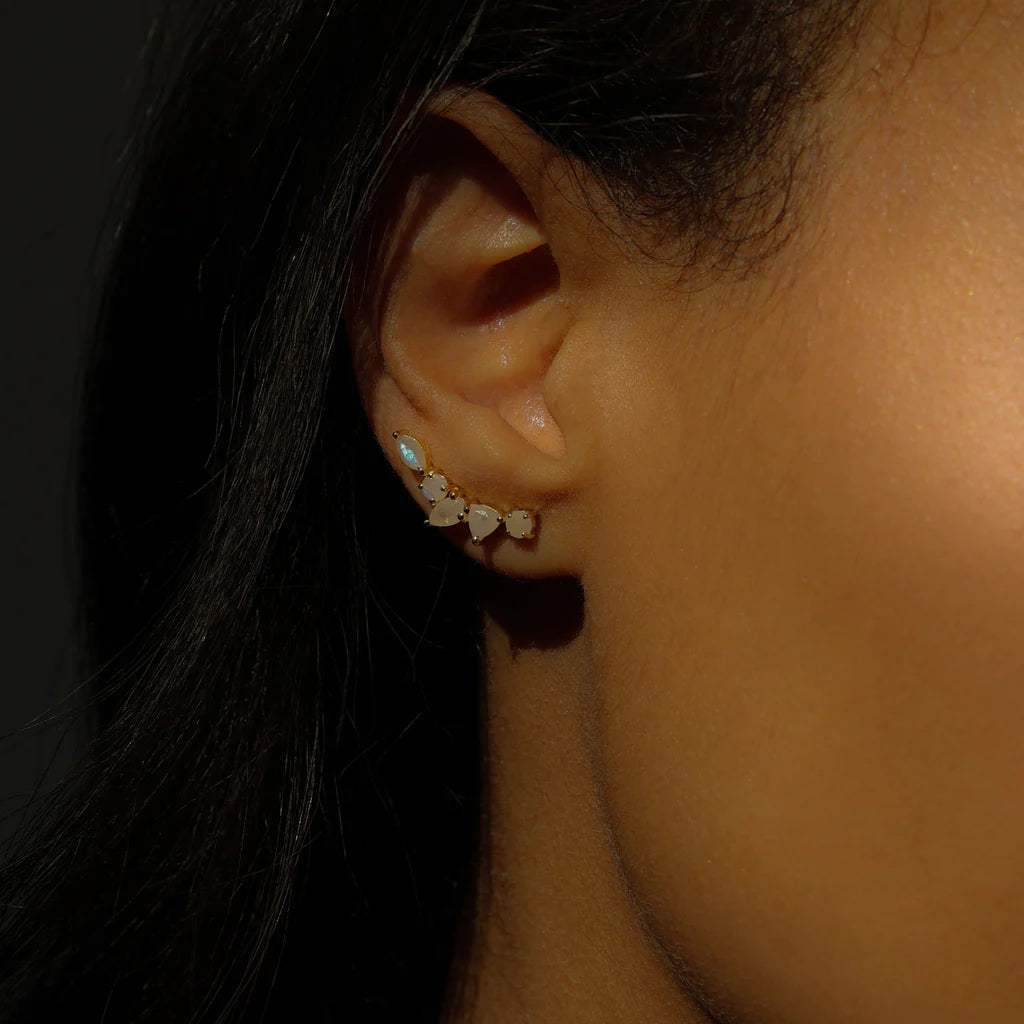 Mini Wing Ear Climbers - Moonstone
