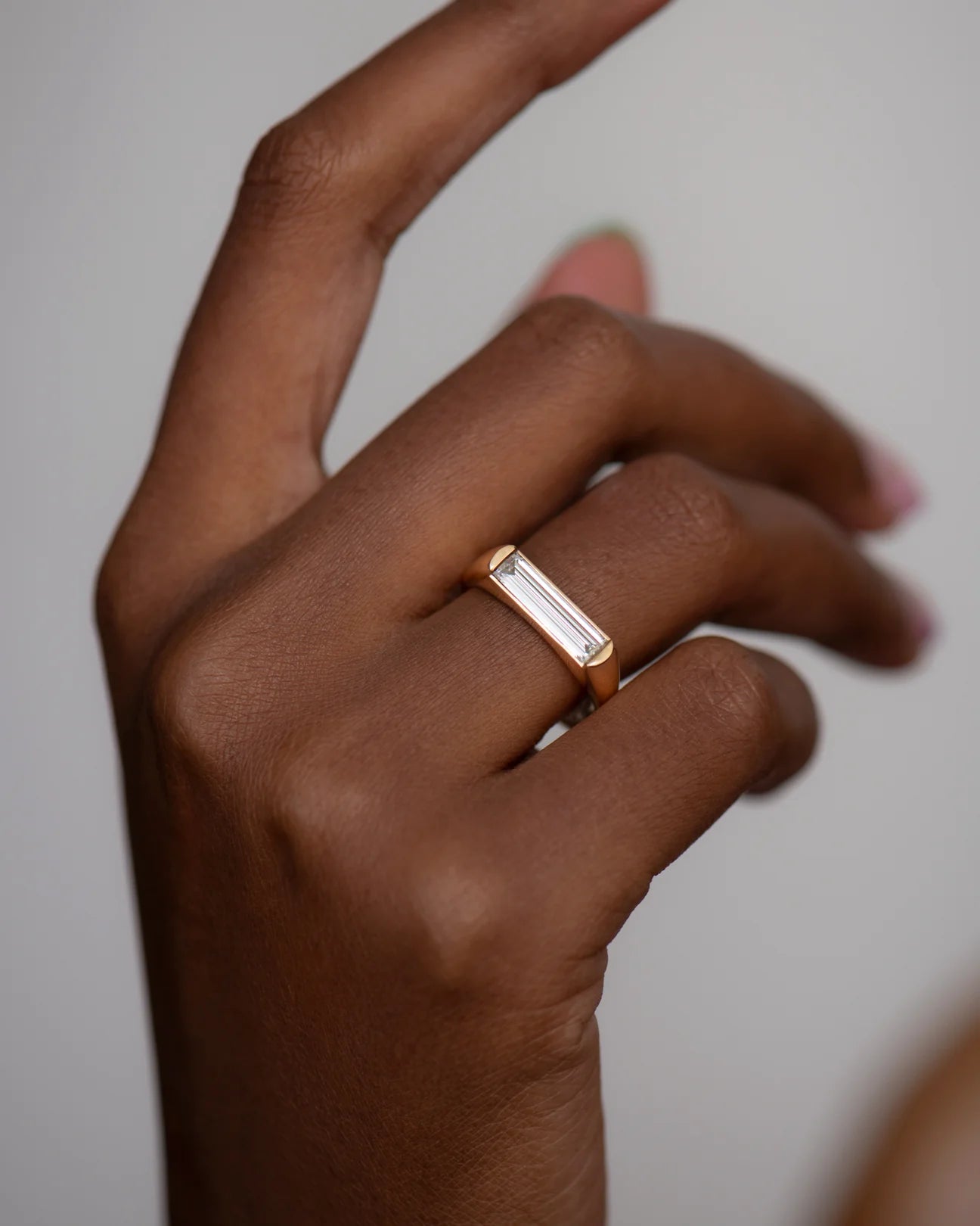 Minimalist Solitaire Baguette Cut Diamond Ring