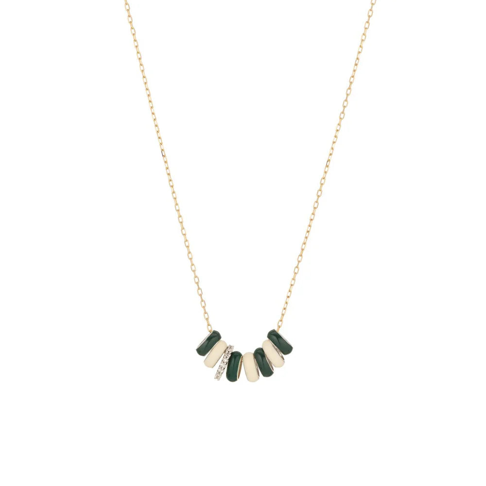 Cabana Stripes Diamond + Enamel Mini Bead Necklace