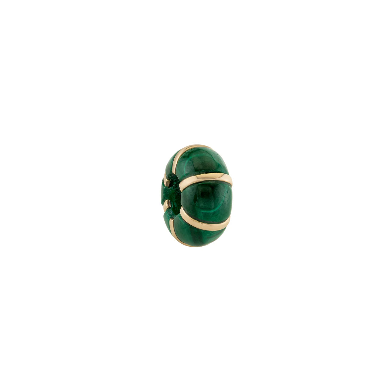Malachite and Gold Stripe Rondelle Bead