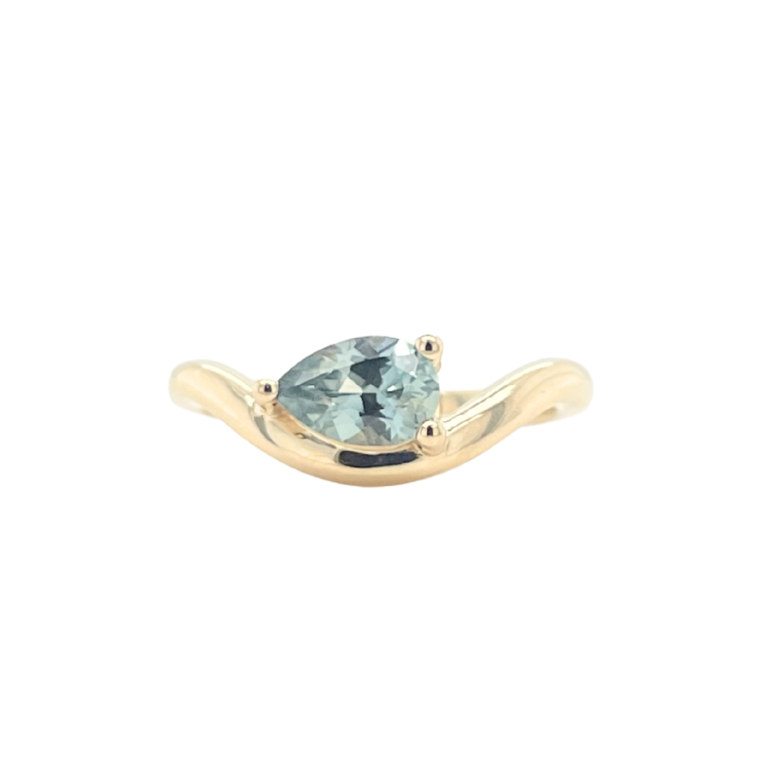 Blue Pear Sapphire Rhodes Ring