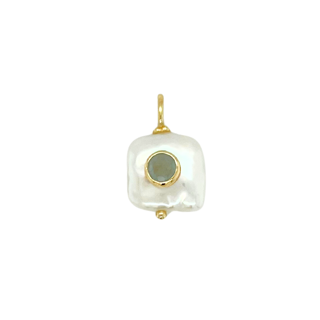 Square Pearl Gemmie - Aquamarine