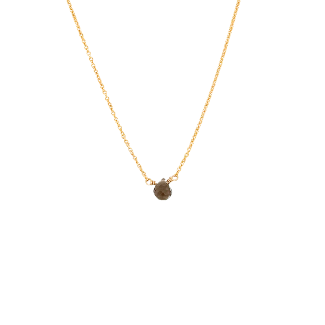 Smoky Quartz Mini Drop Necklace