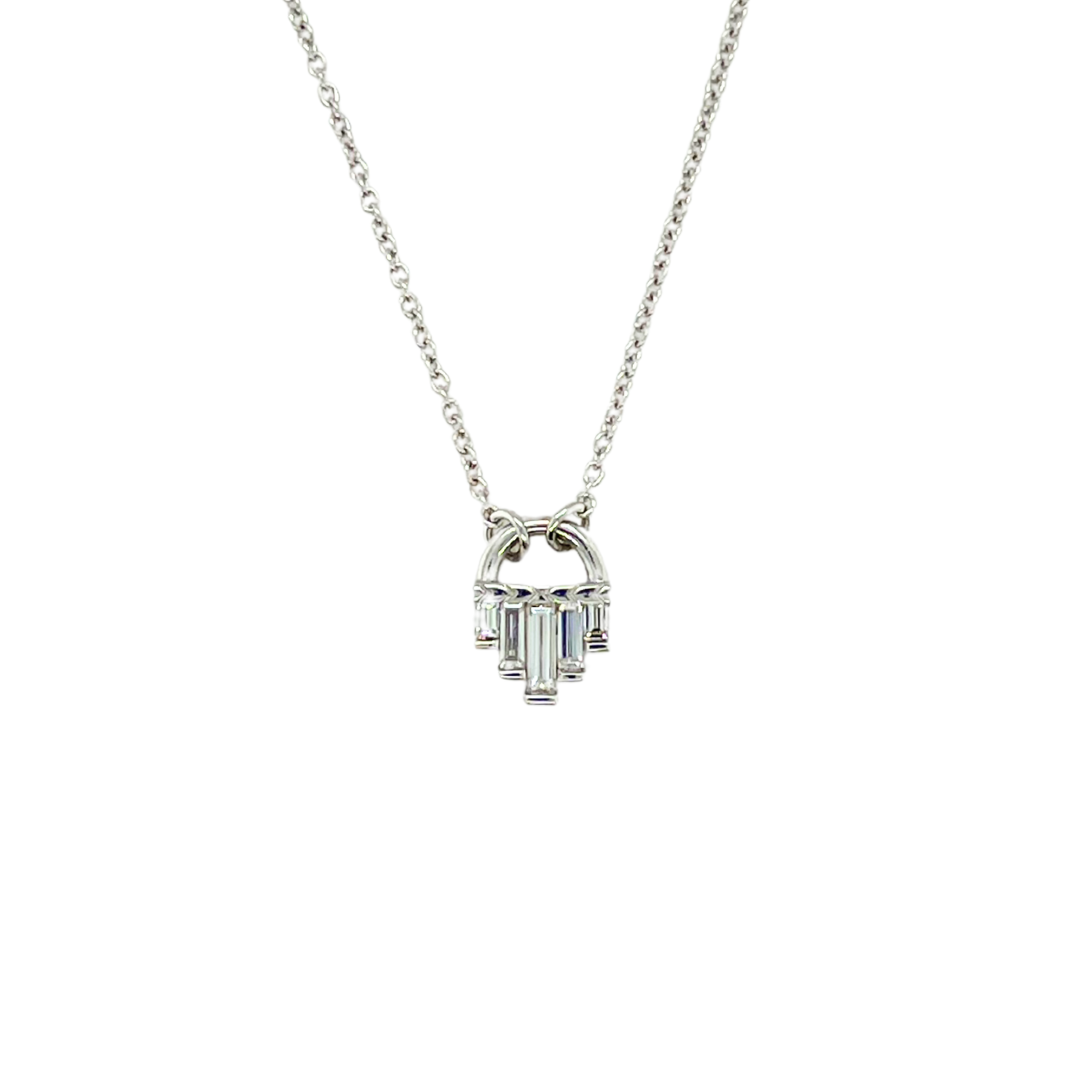 Art Deco Diamond Necklace with Baguette Diamonds