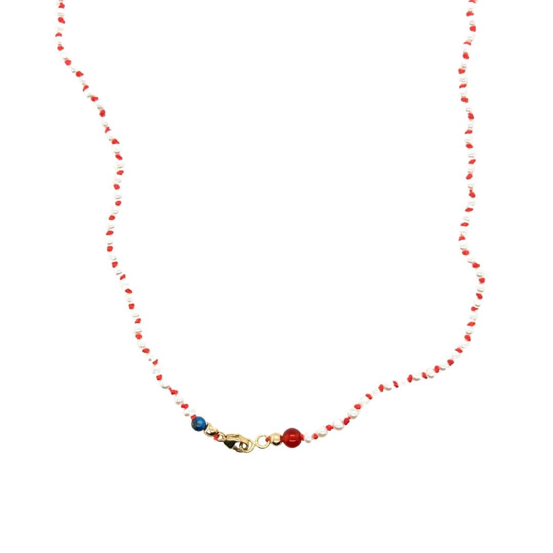 Seed Pearl Necklace - Coral