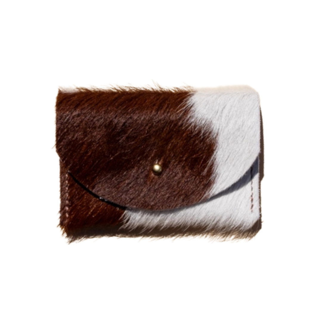 Brown + White Cowhide Cardholder