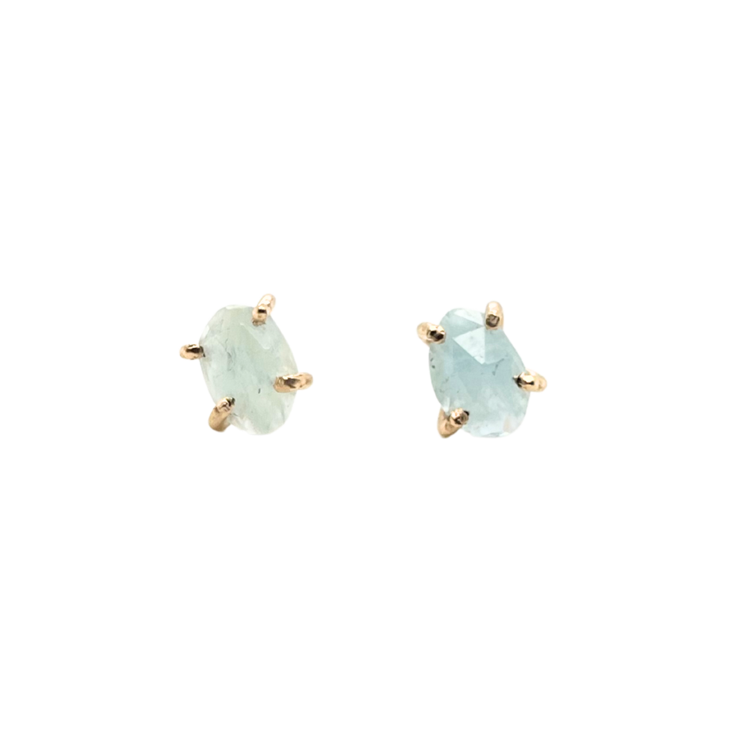 Rose Cut Aquamarine Studs