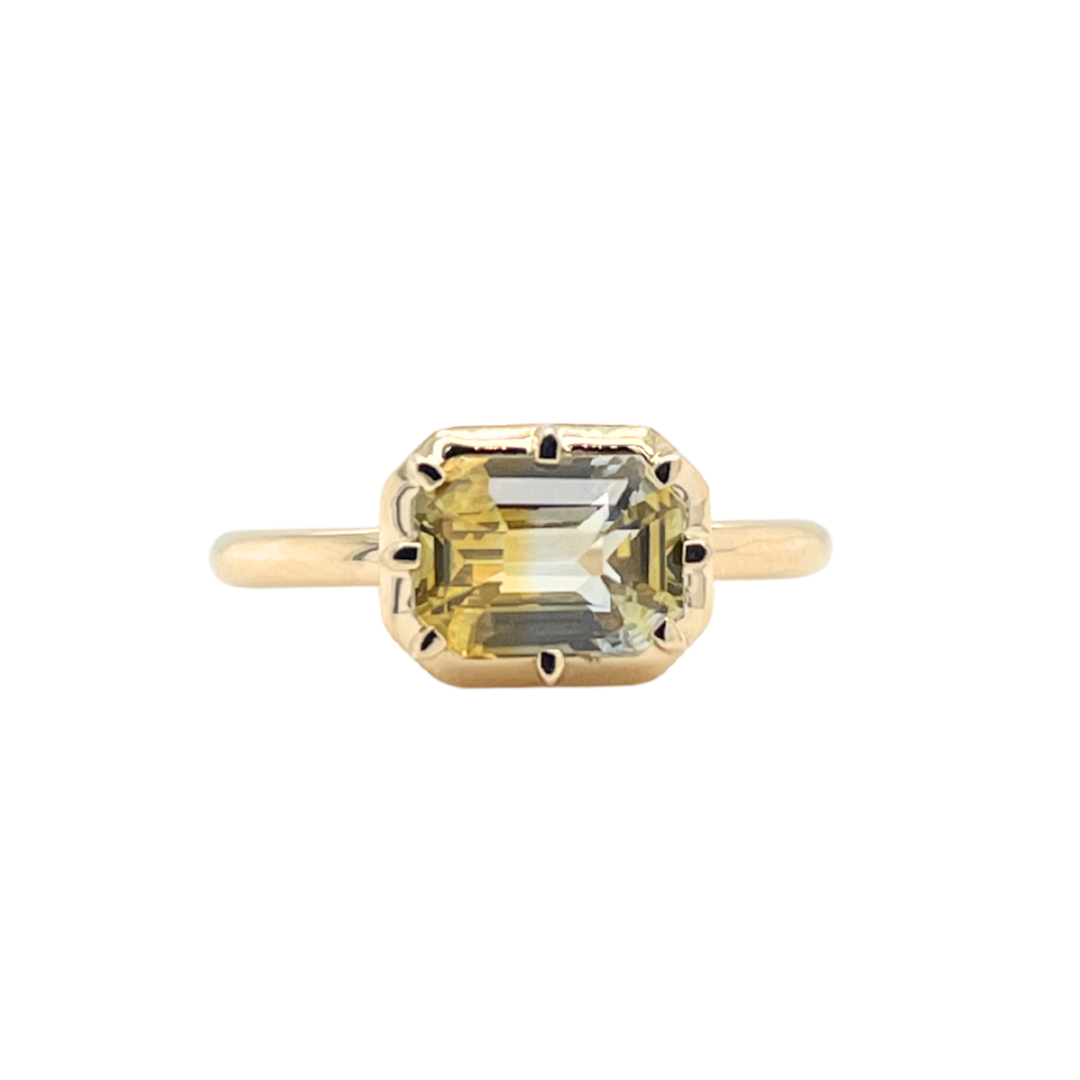 Bi-Color Emerald Cut Sapphire Ring