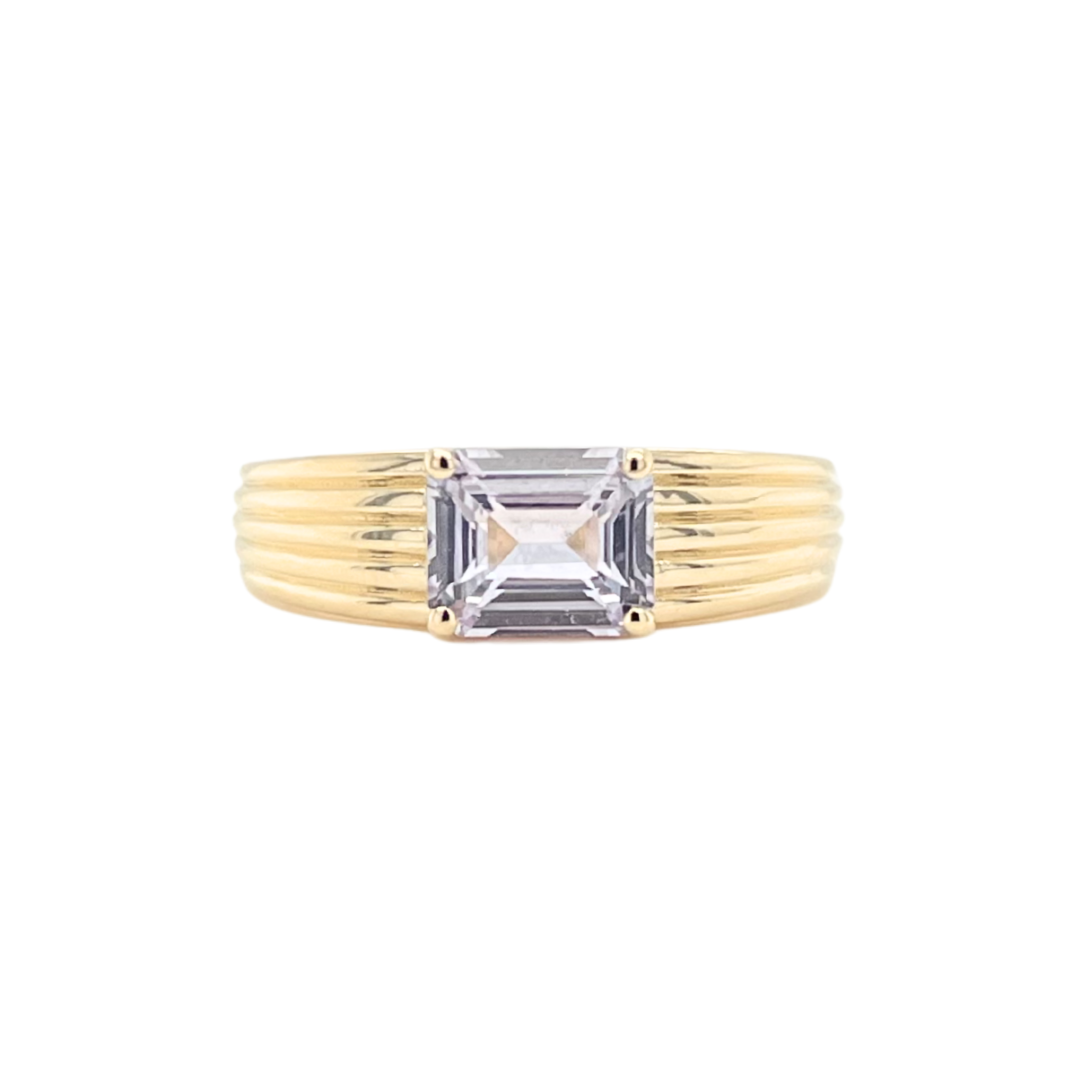 Lavender Emerald Cut Sapphire Ring