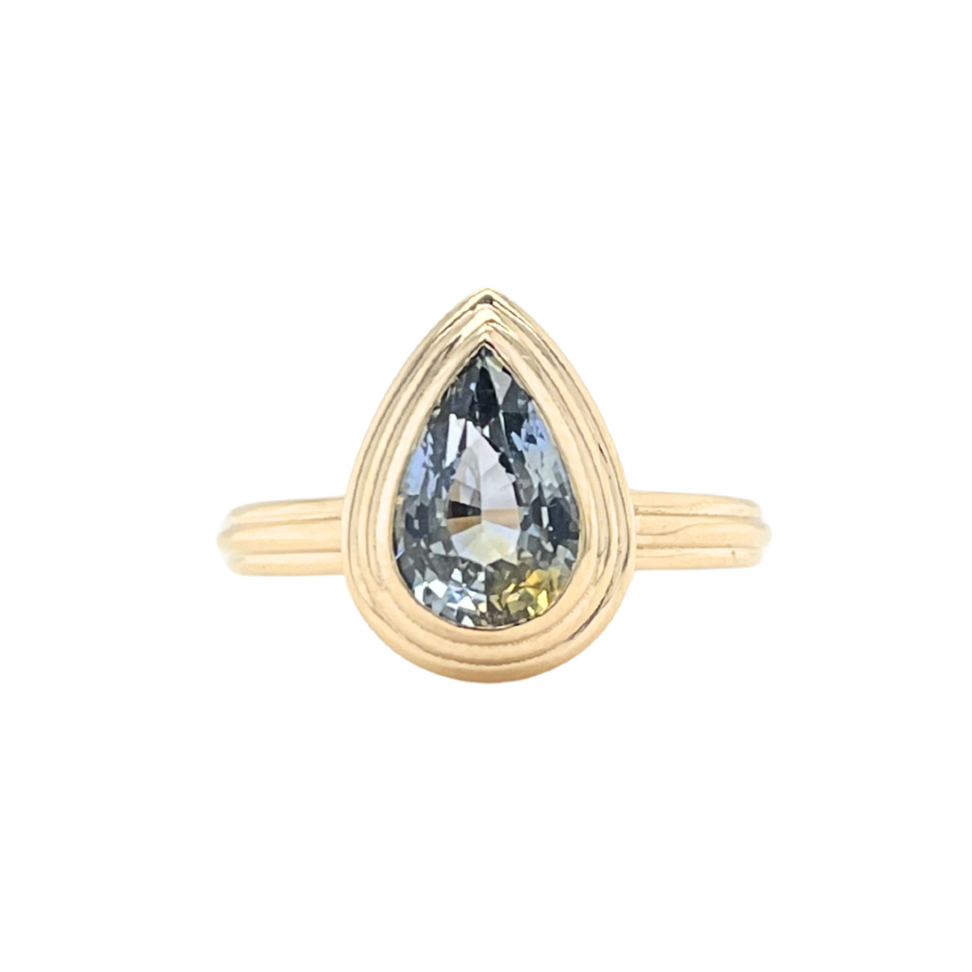 Bi-Color Pear Sapphire Ring