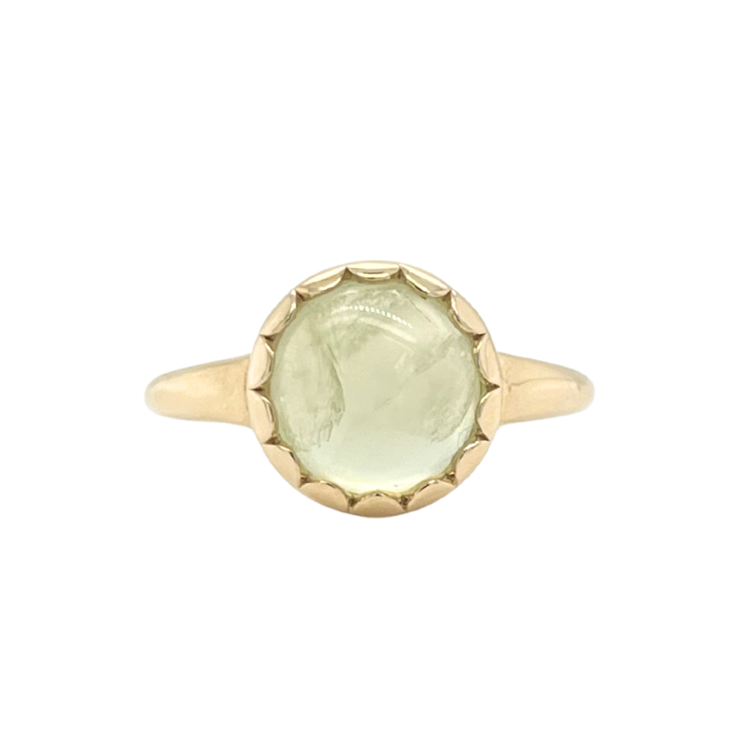 One Of A Kind Round Prehnite Ring