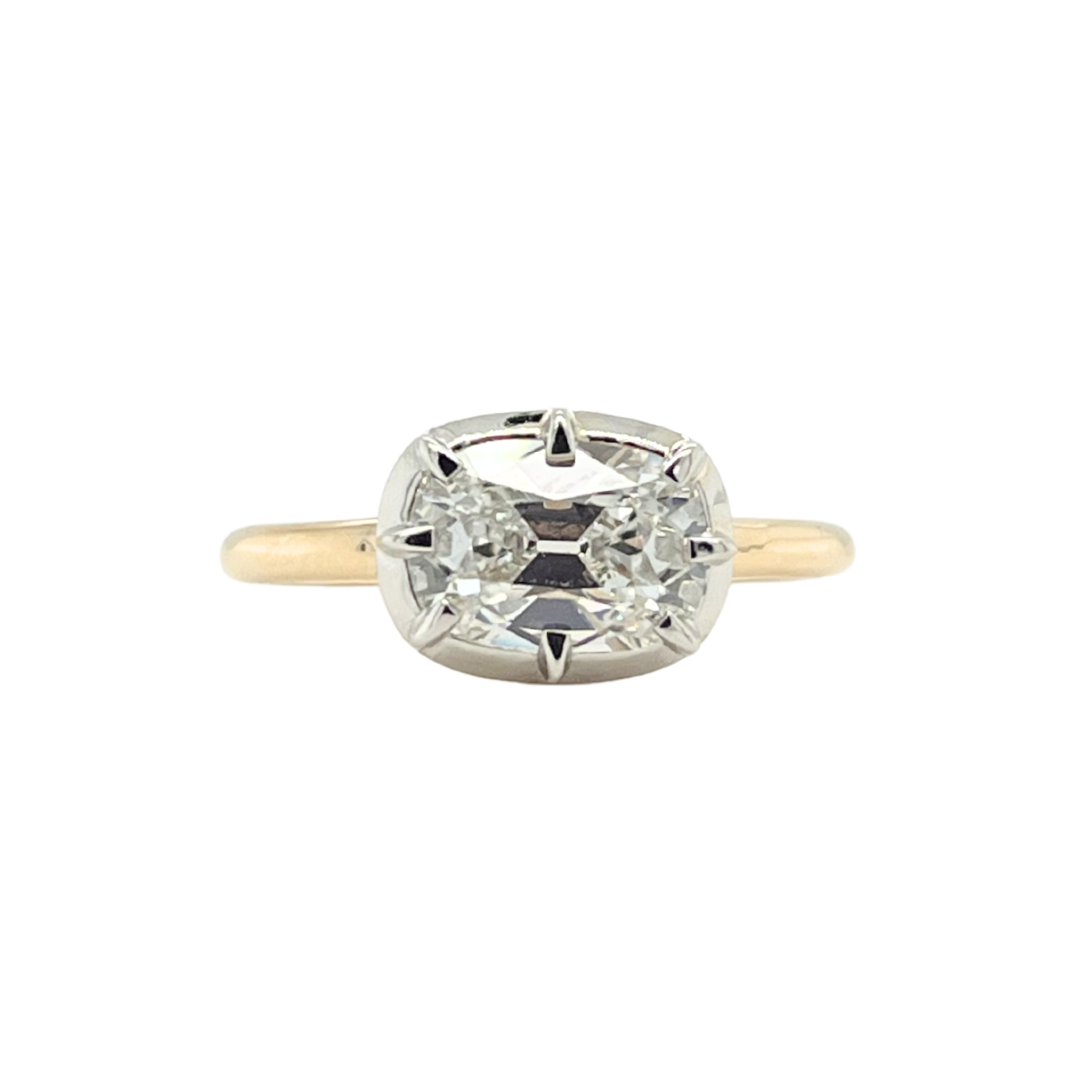 Mixed-Metal Old Mine Cut Lab Diamond Ring