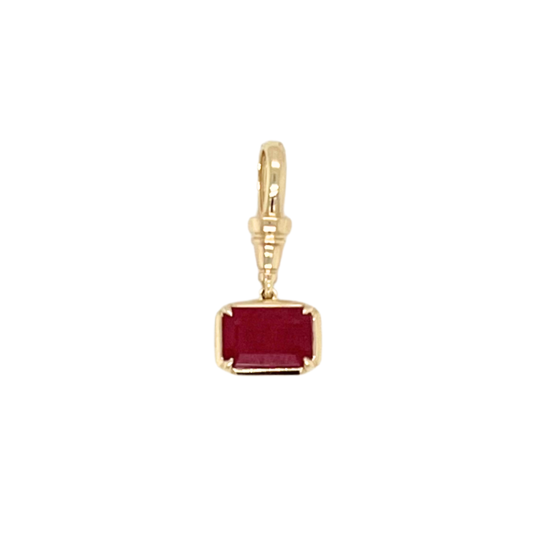 Emerald Cut Ruby Column Charm