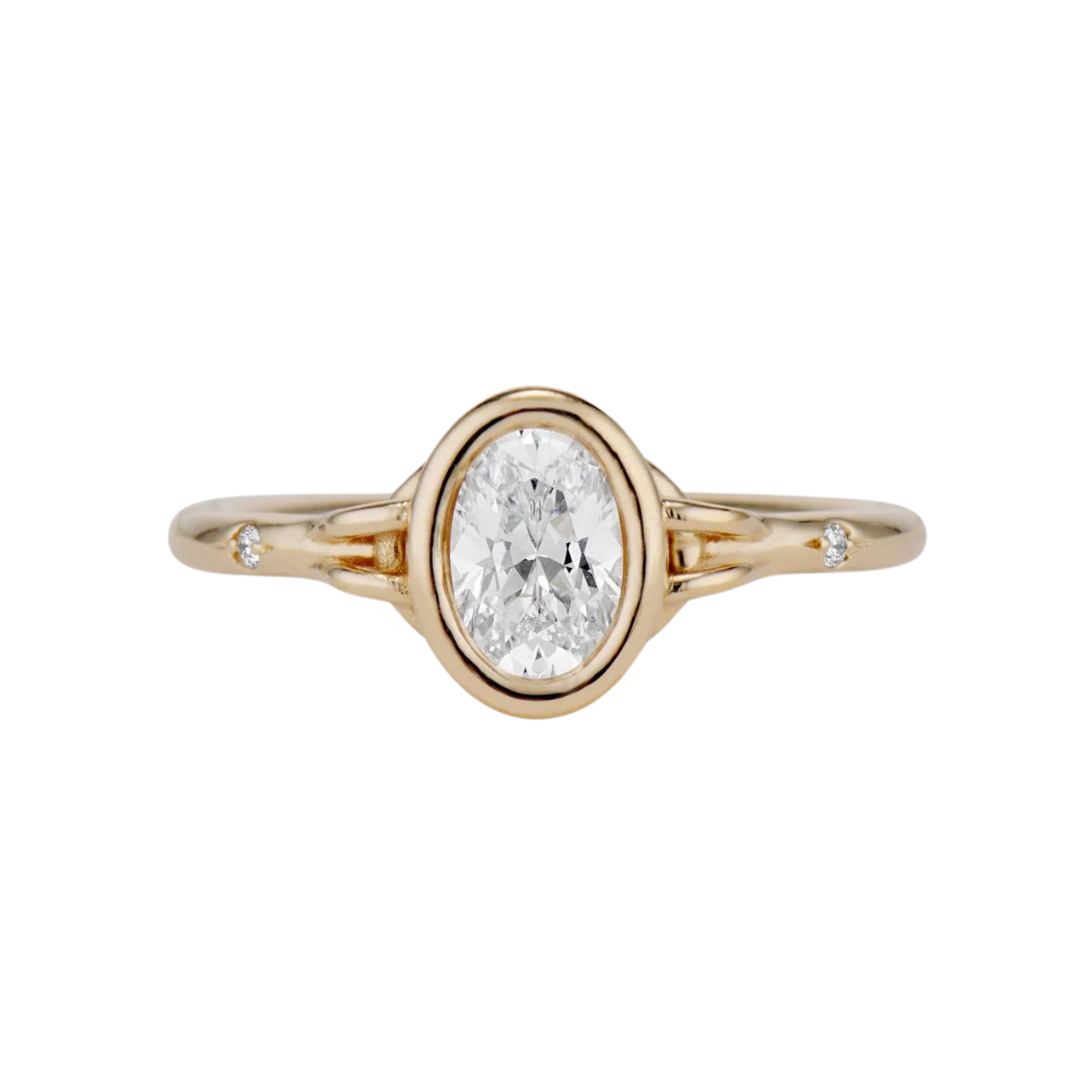 Suspended in Time Oval Diamond Ring